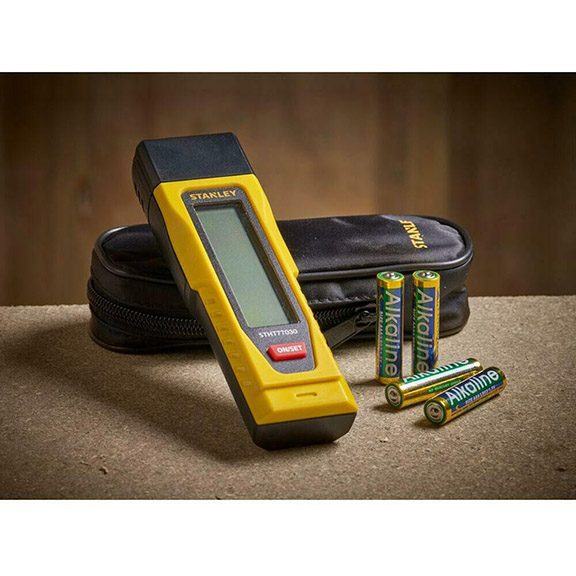 เครื่องวัดความชื้น ผนังปูน พื้นคอนกรีต แผ่นยิปซัม พลาสเตอร์ ปูนซีเมนต์ ไม้ ใช้หาจุดน้ำรั่วซึม ยี่ห้อ STANLEY จากอังกฤษ