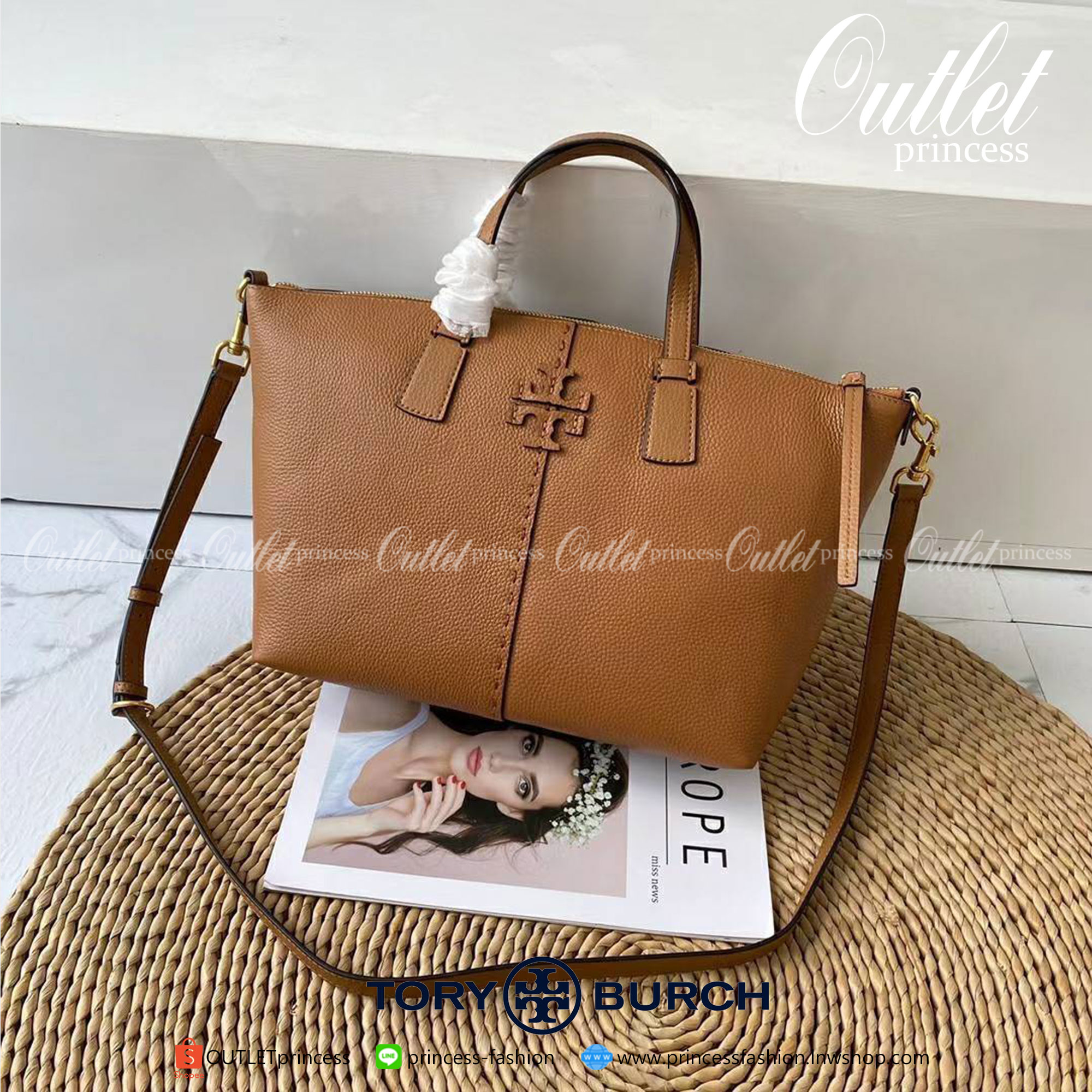 Tory Burch McGraw Top-Zip Satchel bag กระเป๋าสะพาย Crossbody ใบใหญ่ ทรงสวยสุดฮิต รุ่นใหม่ มาแรงที่สุดในตอนนี้!! วัสดุหนังแท้ สัมผัสนุ่มมือ หนังสวยสุดๆ