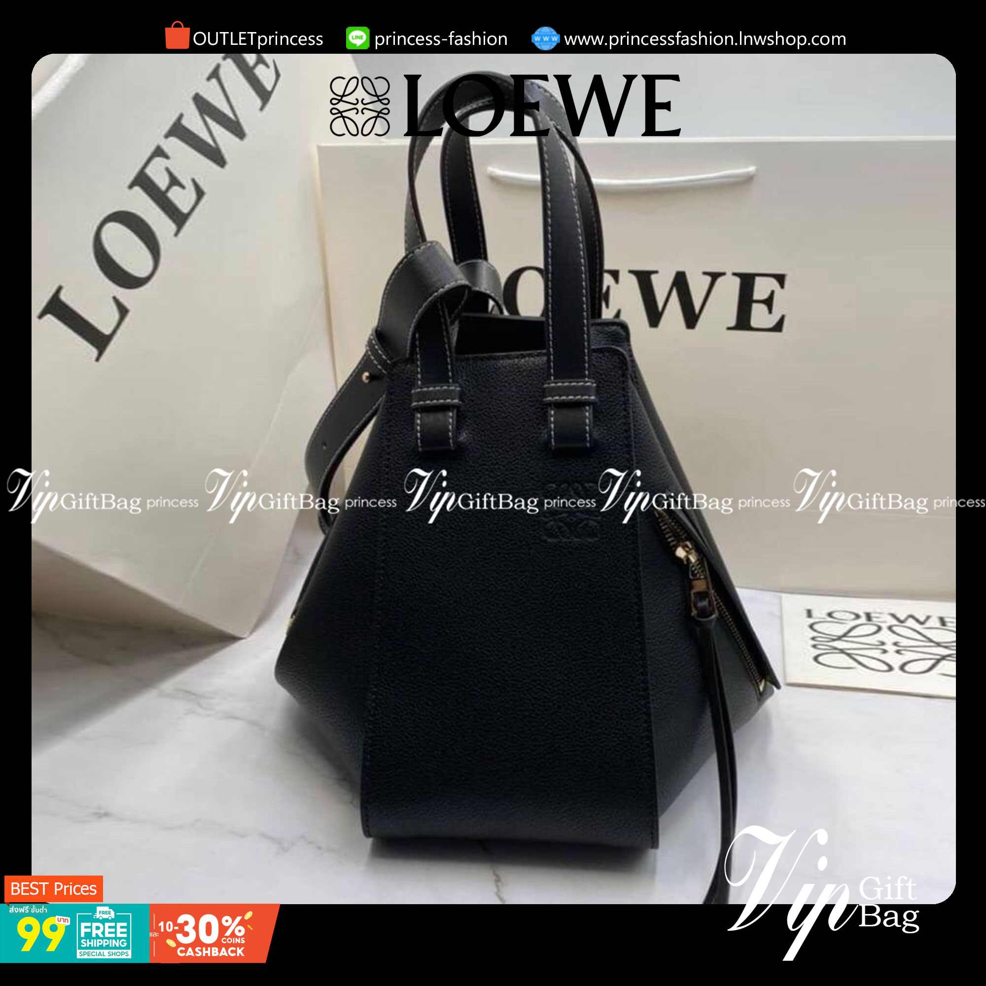 VIP GIFT 】หนังแท้ Loewe Small Hammock bag in pebble grain calfskin A multifunctional bag with supple side panels that release to change its shape. Looped straps allow the bag to be worn in multiple ways. This small version is in pebble grain calfskin.