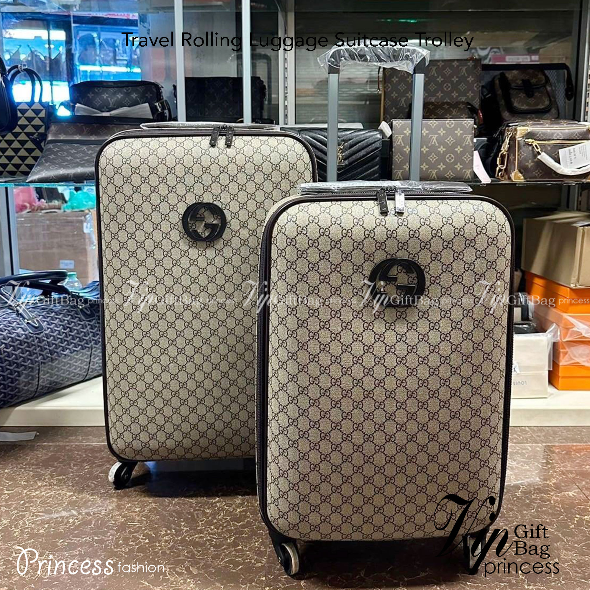 Gucci GG wheel suitcase / GUCCI Luggage / GUCCI Travel Rolling Luggage Suitcase Trolley Wheel Case Bag Unisex กระเป๋าเดินทางล้อลากใบใหญ่ 30 / 26 นิ้ว ภาพถ่ายจากงานขายจริง ใช้งานต่างประเทศได้