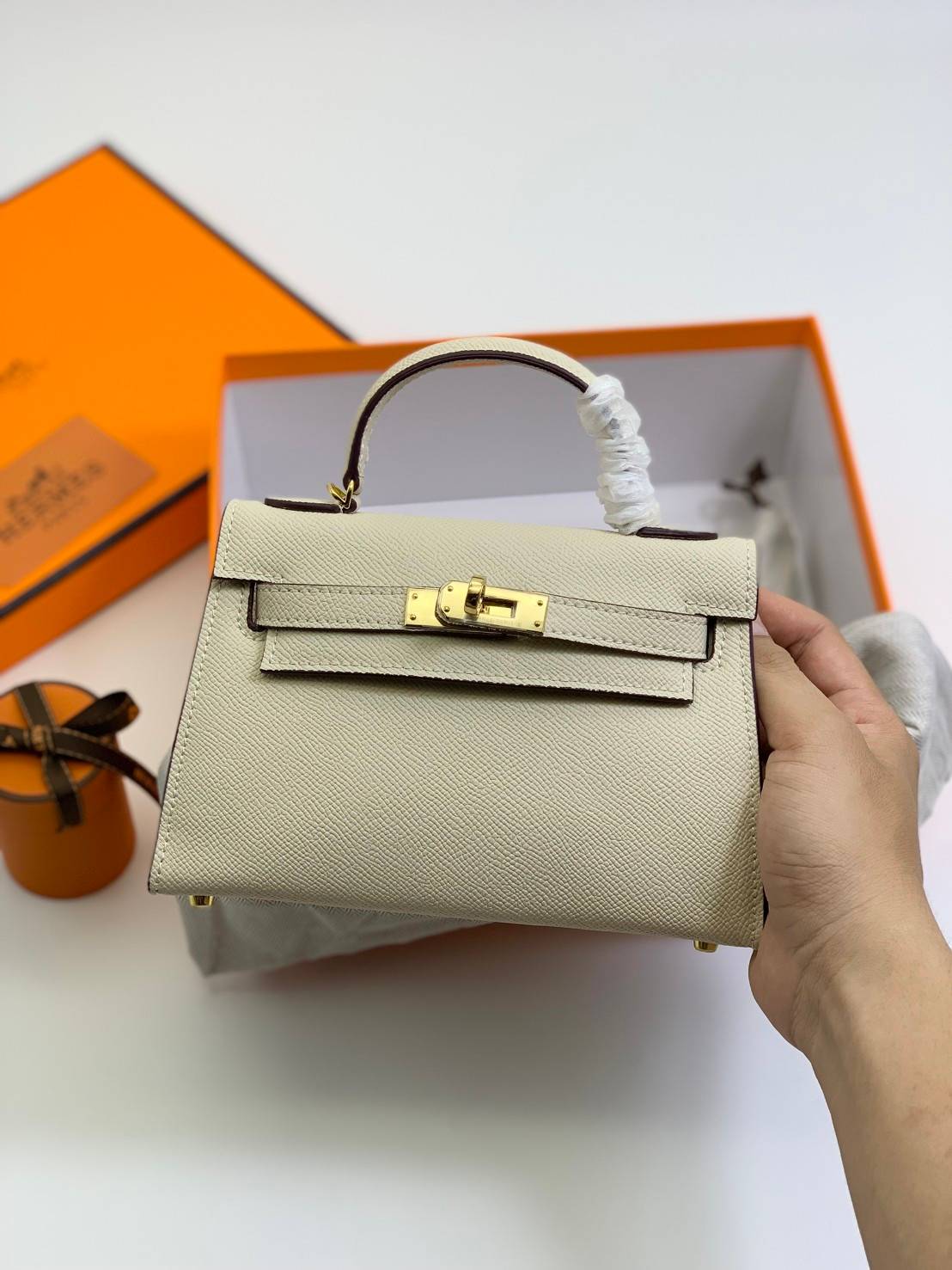 VIP หนังแท้ 】HERMES KELLY 20 MINI SELLIER GOLD EPSOM GOLD HARDWARE