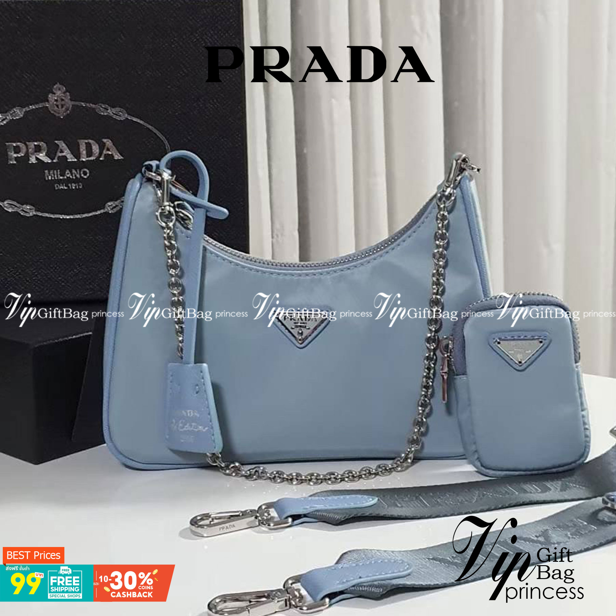 BEST SELLER!! **กำลังมาแรงมากค่ะ กับแบรนด์ PRADA ใบเดียวคุ้มมากค่ะ อุปกรณ์ ครบชุด **ซื้อ1ได้ถึง3ไอเท็ม ทั้งสายยาว และกระเป๋าใส่เหรียญ และป้ายแท็คหนัง อย่างดี **อะไหล่ปั้มแบรนด์แท้ทุกจุด วัสดุทำจากผ้า Nylon อย่างดี กันน้ำได้ อยู่ทรงสวย สามารถใส่กระเป๋าตังค