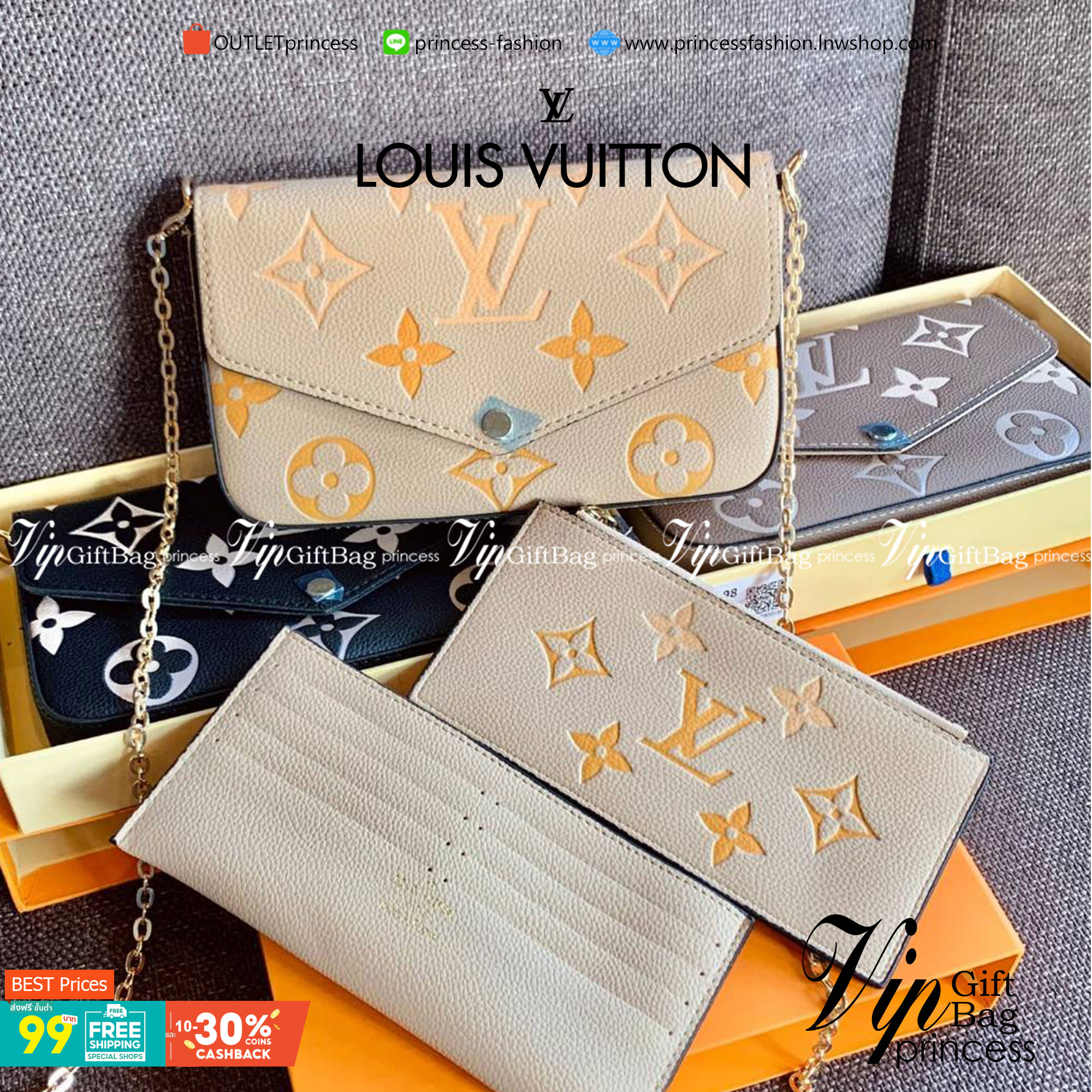 VIP 】Louis Vuitton Pochette Felicie ใบจริงหนังสวยมากๆค่า! ✔️กระเป๋าแบบคลัท มีสายสะพายโซ่มาให้ด้วยค่ะ ✔️หนังแกะสังเคราะห์อย่างดี ลายหนังสวย ปั้มลายแบรนด์ทั้งใบ ✔️รุ่นนี้มาพร้อมกระเป๋าเล็ก สำหรับใส่บัตรได้1ใบ//ใส่ธนบัตรแบบมีซิปรูดอีก1ใบ