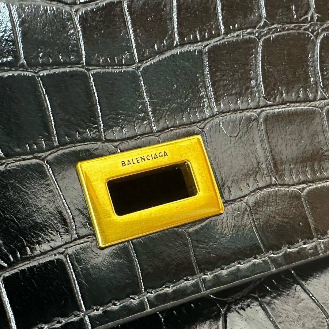 Top ORI Balenciaga RODEO LARGE HANDBAG CROCODILE EMBOSSED IN BLACK กระเป๋าถือใบใหญ่ สวยหรูด้วยหนังลายจรเข้ เกรดออริ 1:1