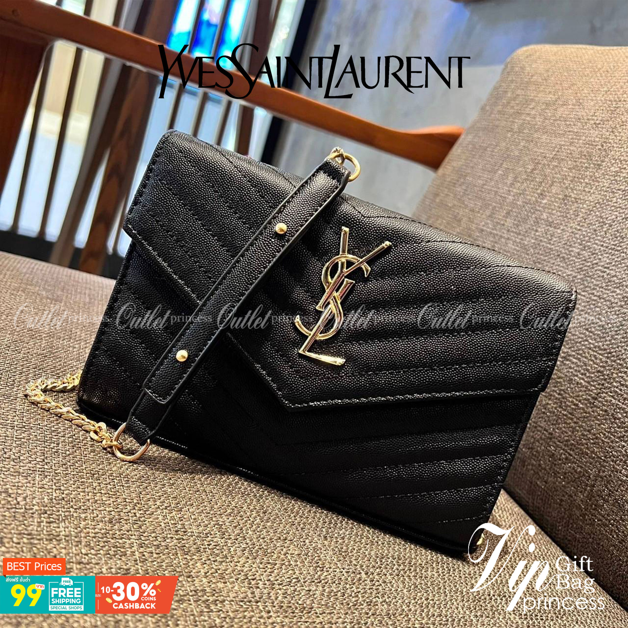ไม่เคยผิดหวังจริงๆ!! กับรุ่นที่สาวๆรู้กัน Yves Saint laurent clutch bag with chain กระเป๋าสะพายทรง woc สุดฮอต ดีไซน์เรียบหรู โดดเด่นด้วยโลโก้ด้านหน้า เพิ่มดีเทลความผู้ดี วัสดุหนัง pepble ทนทาน ใช้งานง่ายเพียงแค่เปิด-ปิดด้วยกระดุมแม่เหล็ก ภายในแบ่งสัดส่วนไ