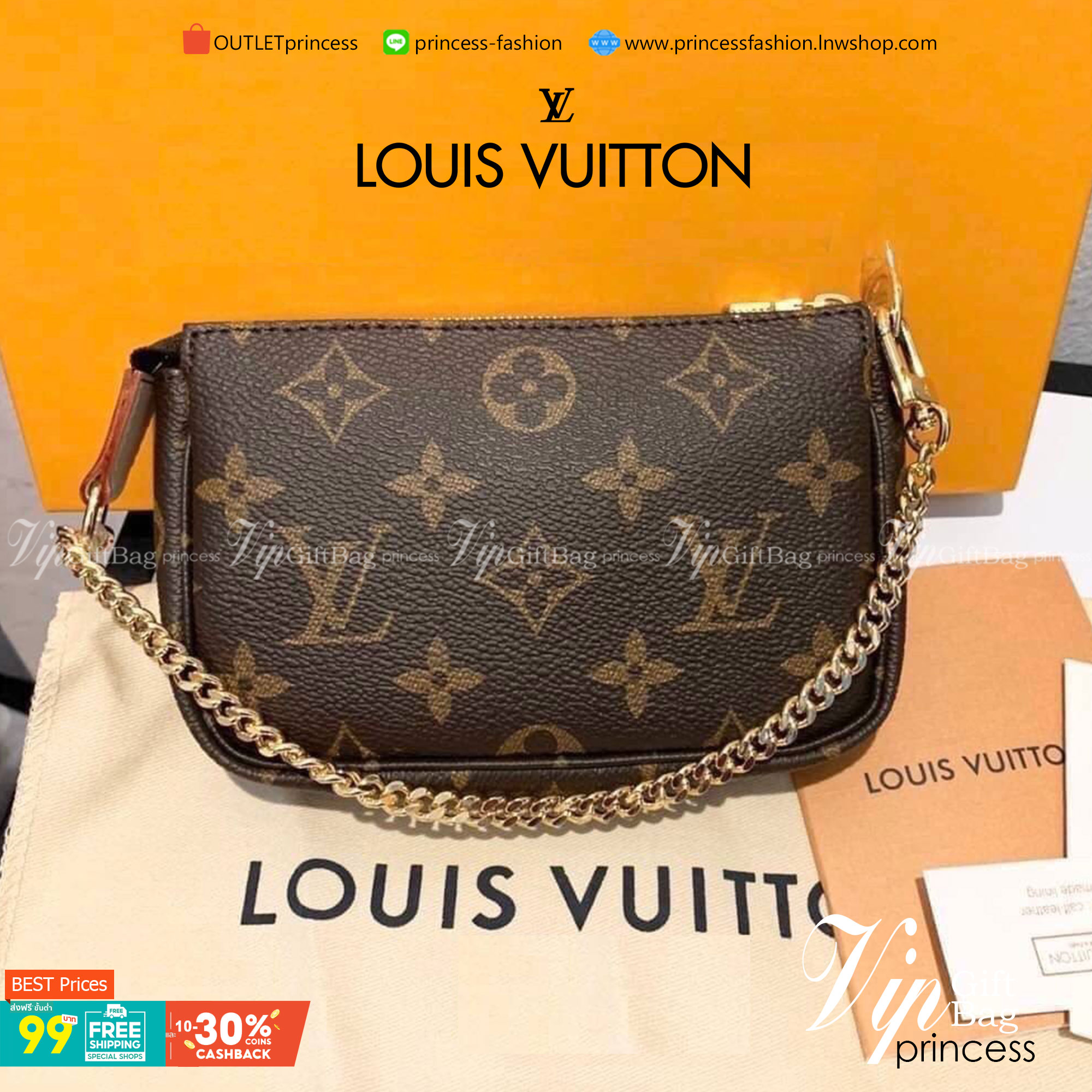 VIP GIFT 】LOUIS VUITTON MINI POCHETTE ACCESSOIRES BAG Based on Monogram Canvas, the Mini Pochette Accessoires is a stylish, stylish bag. A tight zip protects your belongings in a spacious compartment. At the same time, chains and hooks can be used for lar