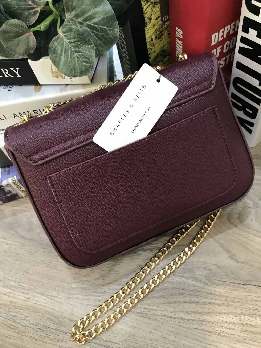 CHARLES & KEITH PUSH-LOCK CHAIN SLING BAG 2018 กระเป๋าสะพายวัสดุหนังคาเวียร์สวยอยู่ทรง ขนาดมินิกำลังดี น้ำหนักเบา เปิดปิดด้วยฝาปิดตัวล็อคปั๊มโลโก้ด้านหน้า ภายใน มีช่องซิป และช่องใส่บัตร มาพร้อมสายสะพายโซ่ยาวสามารถซ้อนสายสั้นสะพายไหล่ หรือสายยาว Crossbodyไ