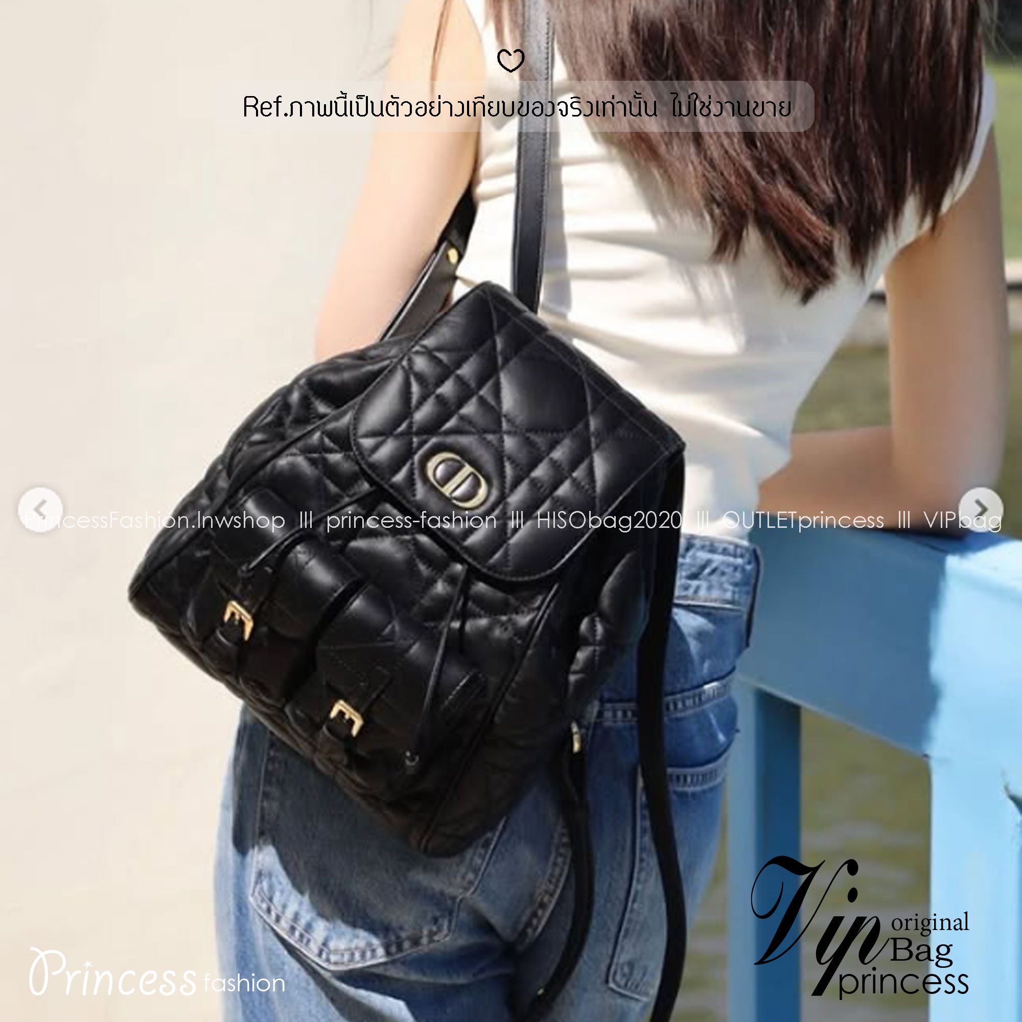 DIOR Medium Caro Backpack กระเป๋าเป้ไซส์กลาง ขนาดกำลังดีน่าใช้ หนังสวยเกินเรื่องมากๆ สัมผัสนิ่ม หรูหรา หูจับในตัวดีไซน์โค้งมนอะไหล่ทองสวยโดดเด่นไม่เหมือนใคร