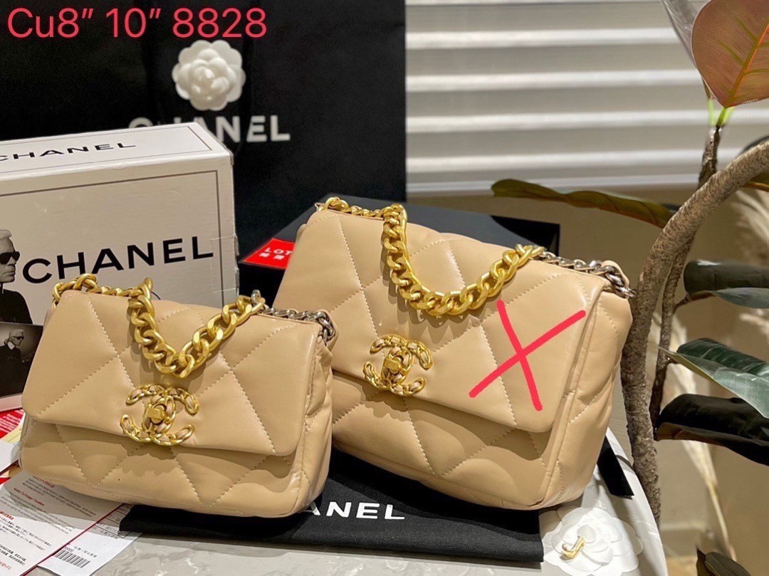 พร้อมส่ง 5 สี 8" 10" CHANEL 19 FLAP BAG กระเป๋าสะพายดีไซส์คลาสสิค หนังนิ่ม เงาขึ้นรูปสวย สายสะพายโซ่สองสีสลับหนัง
