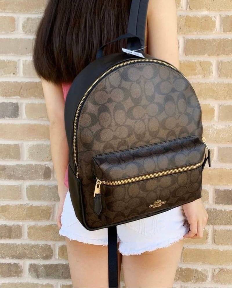 ของแท้ 💯% Coach F32200 Medium Charlie Backpack In Signature Canvas (3สี ดำ,น้ำตาลเข้ม/อ่อน)