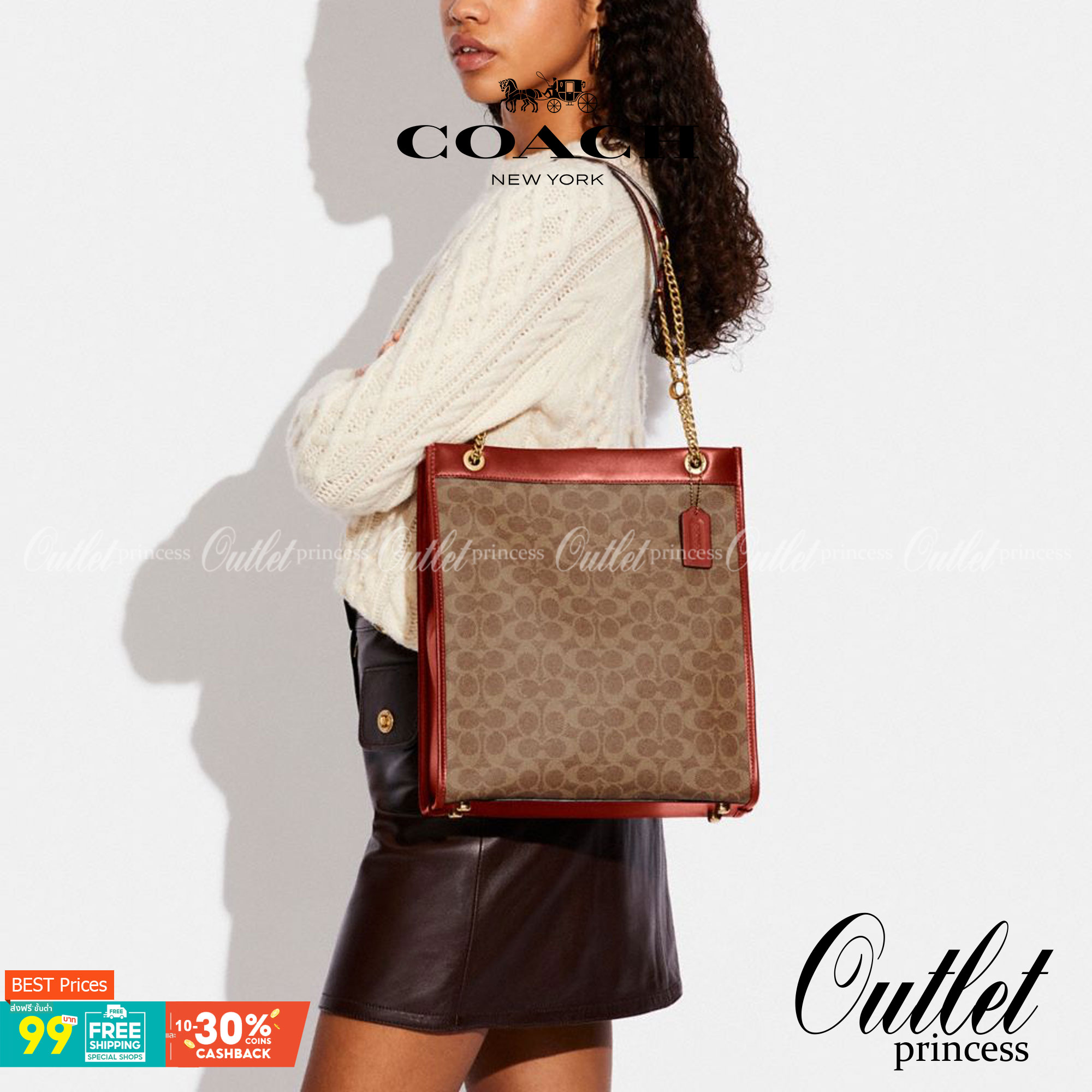 LIMITED EDITION 📣รุ่นใหม่ล่าสุด ยังไม่มีในช๊อปไทยจ้าา❗️ COACH CHAIN CASHIN TOTE ((C6338//C6620)) พร้อมส่ง สินค้าเข้าใหม่ ห้ามพลาดค่าา! กระเป๋าทรงTote สูง สามารถใส่เอกสาร//A4 ได้ วัสดุหนังแท้นิ่ม น้ำหนักเบาค่ะ 🔺จุดเด่นของรุ่นคือสายสะ