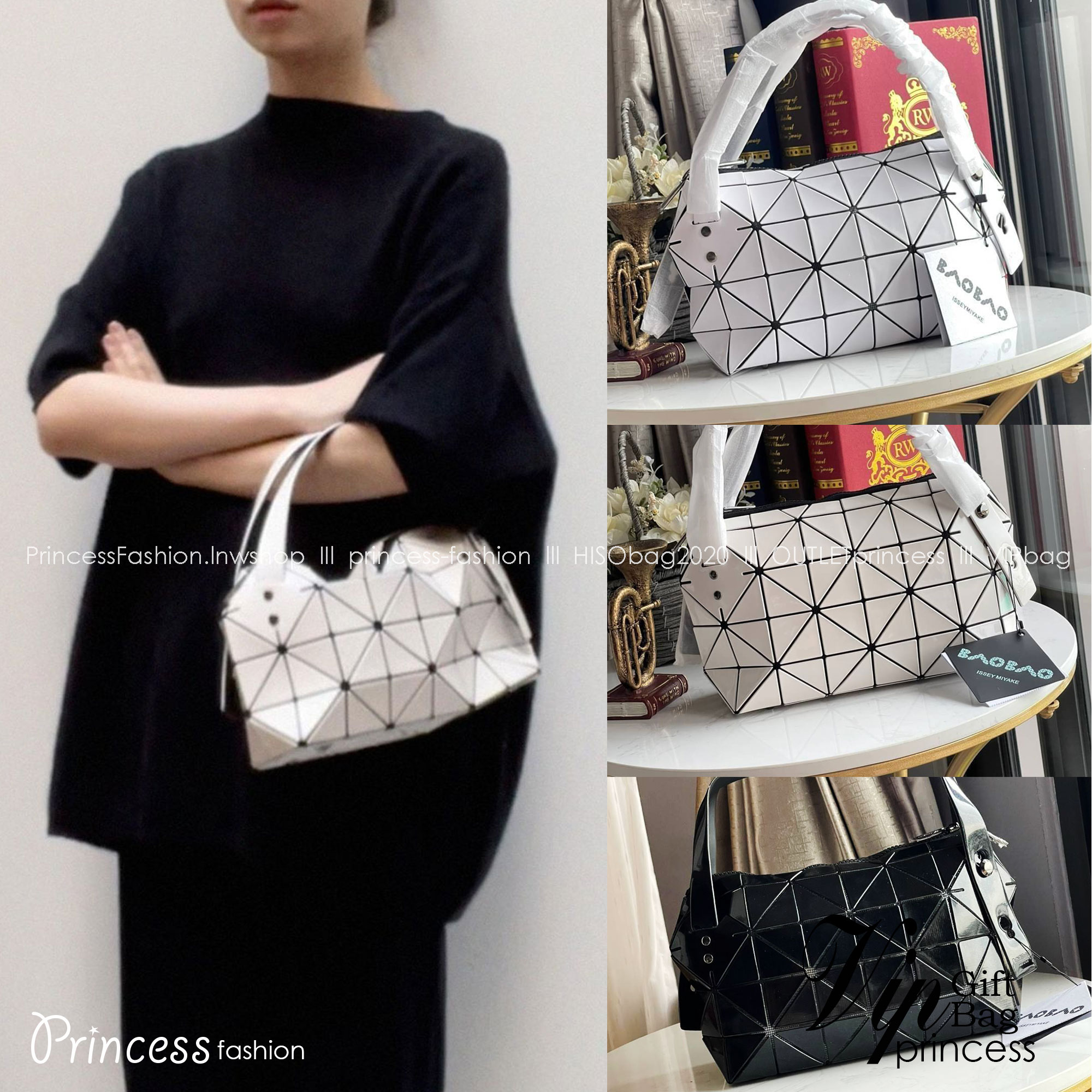 BaoBao Issey Miyake Small Boston Bag กระเป๋าบอสตันที่มีดีไซน์สปอร์ต มีช่องซิปที่ทำให้หยิบสิ่งของออกมาได้ง่ายแล้ว แบบกว้างที่ด้านล่างของกระเป๋ายังให้ความจุที่ยอดเยี่ยม