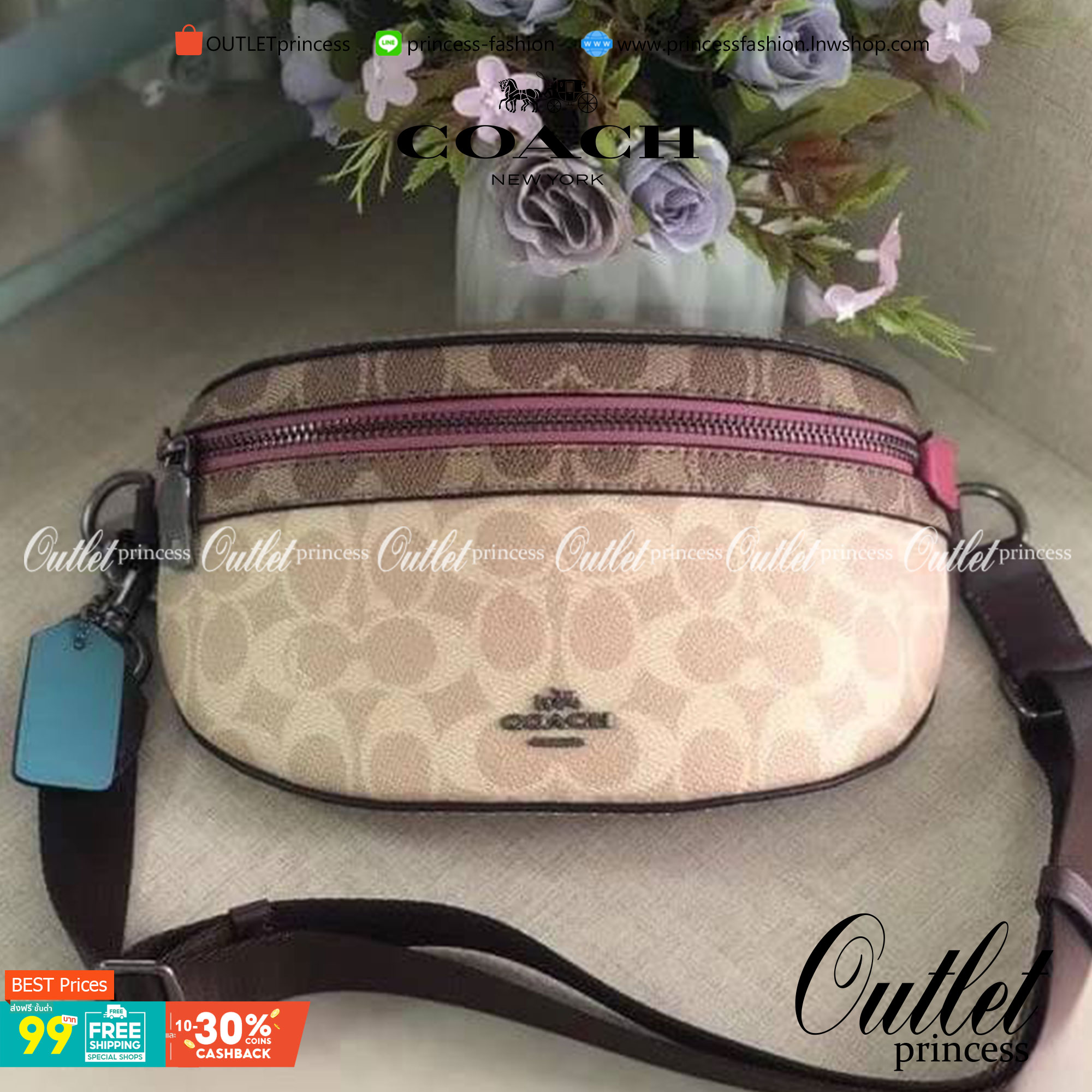 LIMITED EDITION !! COACH BELT BAG IN SIGNATURE WITH REXY BY GUANG YU กลับมาอีกครั้งกับ Coach X Disney สวยงามมากๆค่ะ คาดอก คาดเอวได้ ลาย C ตัดขอบหนังเรียบ มีช่องซิปทั้งหน้า//หลัง ใส่มือถือได้ทุกรุ่น;พาสปอร์ตได้ ;กระเป๋าเงินใบกลางได้;อื่นๆจำเป็นได้ครบค่ะ.