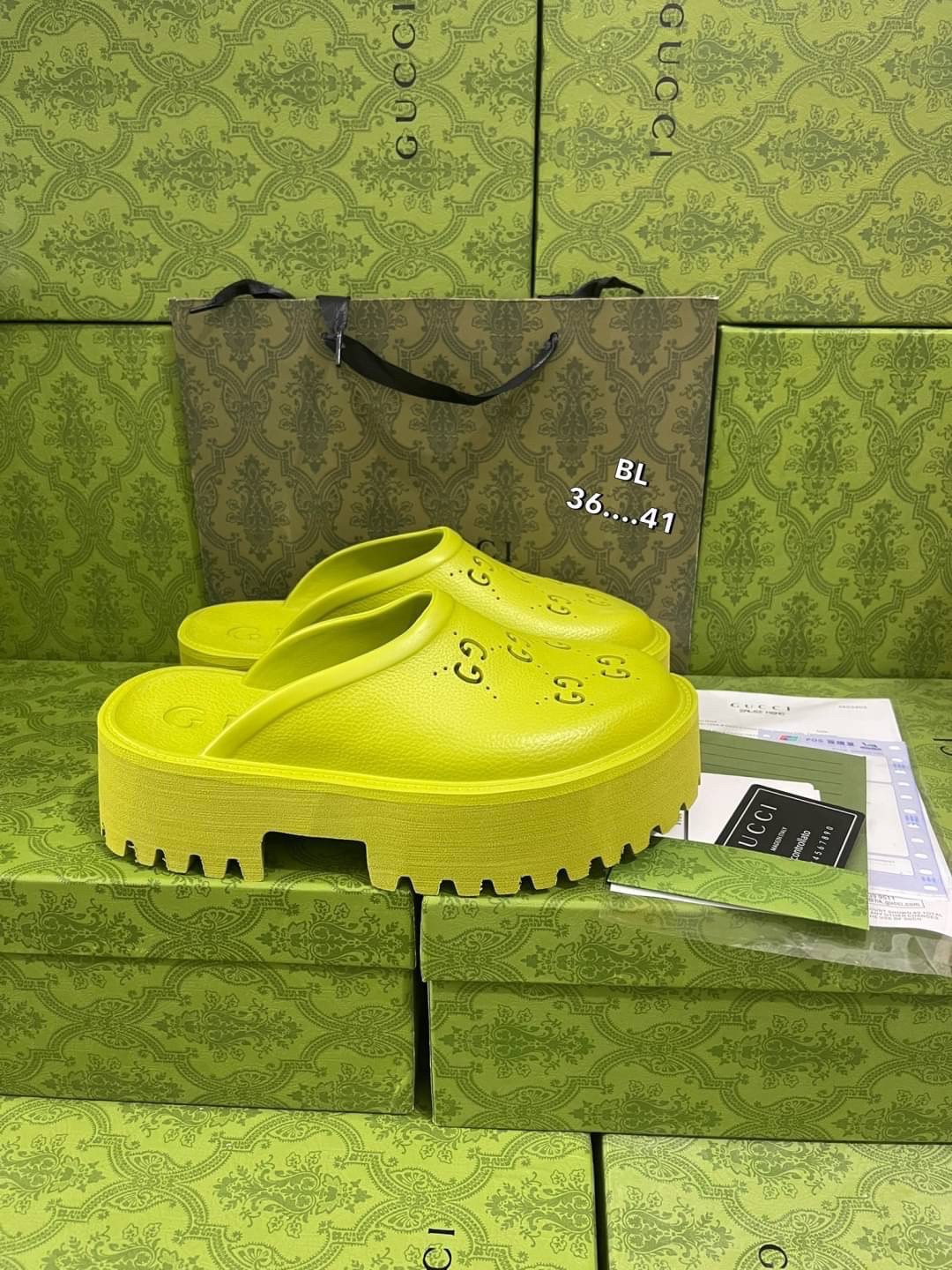 GUCCI platform perforated G sandal / GG Sandel รองเท้า GG เกรดออริจินอล สลับแท้ พร้อมกล่อง ภาพถ่ายจากงานจริง ใช้งานต่างประเทศได้