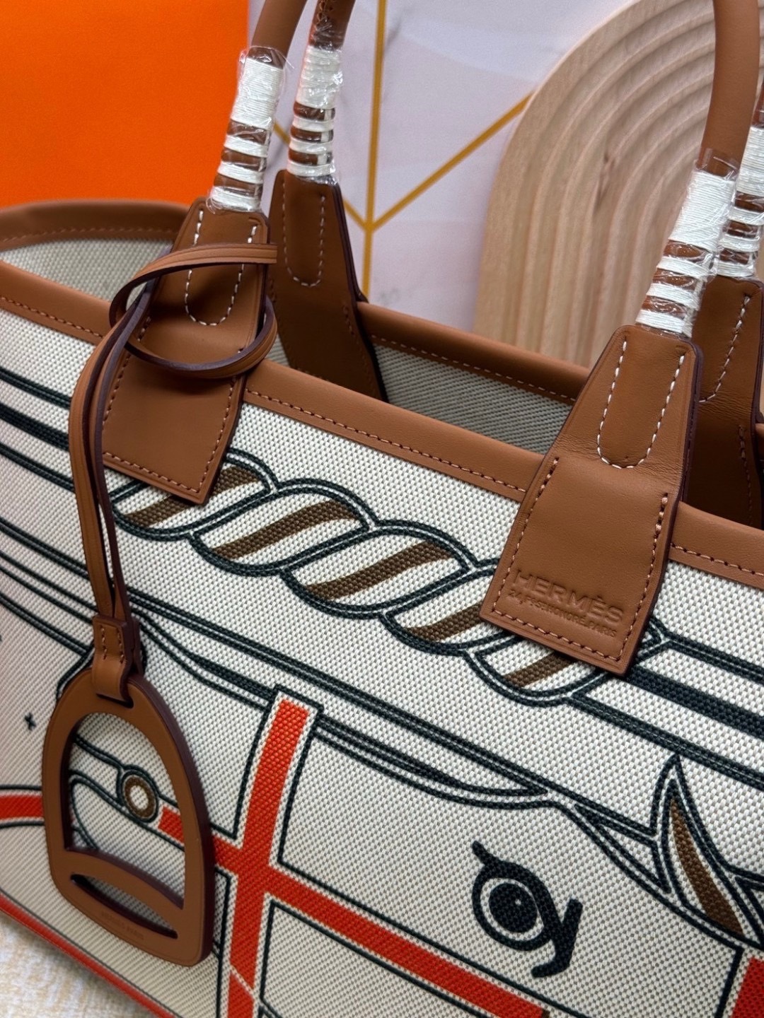 HERMES Steeple Tote Bag / H Steeple canvas tote bag 30cm กระเป๋าทรงโท้ทแคนวาสอย่างดี พิมพ์ลายคมชัด ลายใหม่สวยหรู เกรดออริ สลับแท้