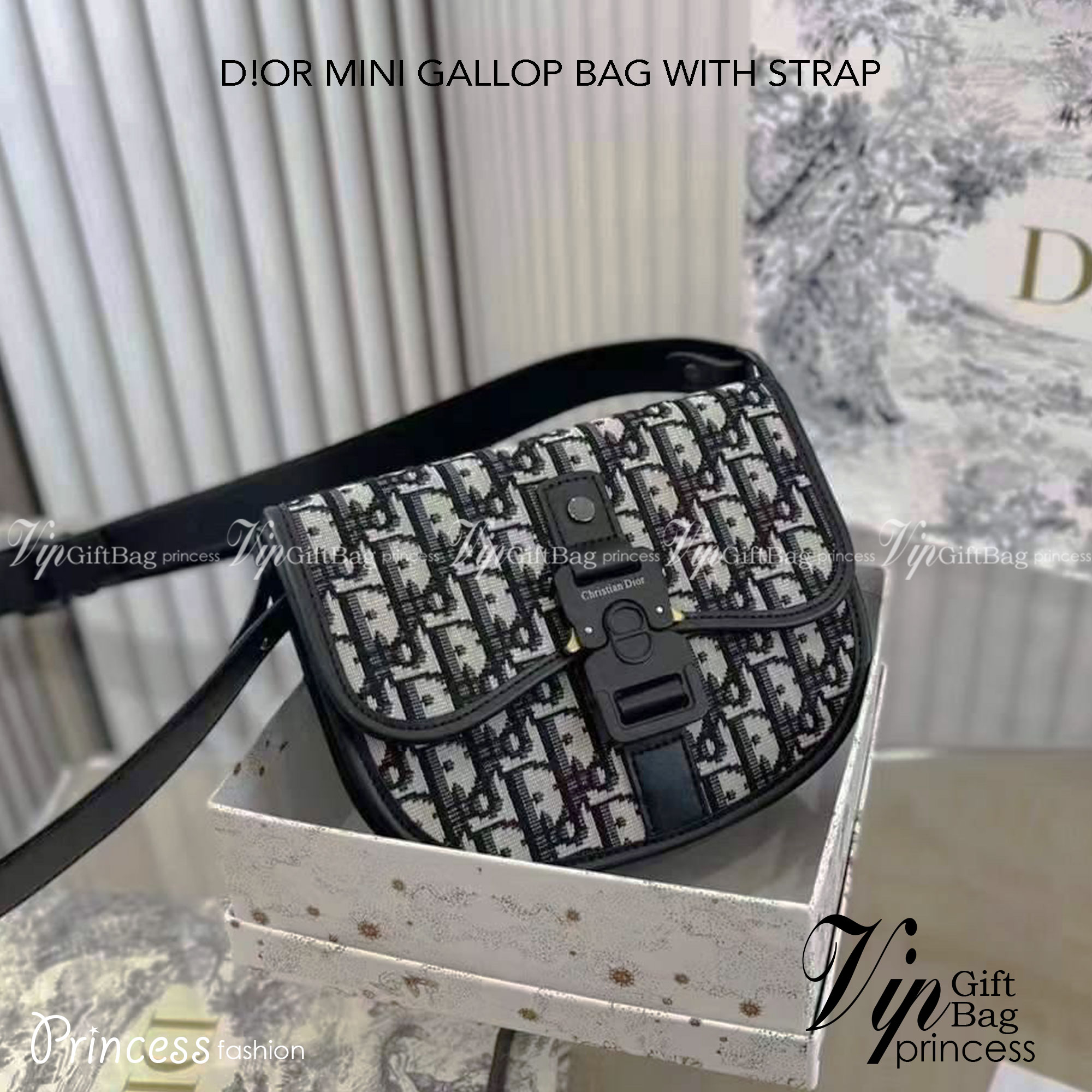 DIOR MINI GALLOP BAG WITH STRAP ภาพถ่ายจากงานขายจริง ใช้งานต่างประเทศได้