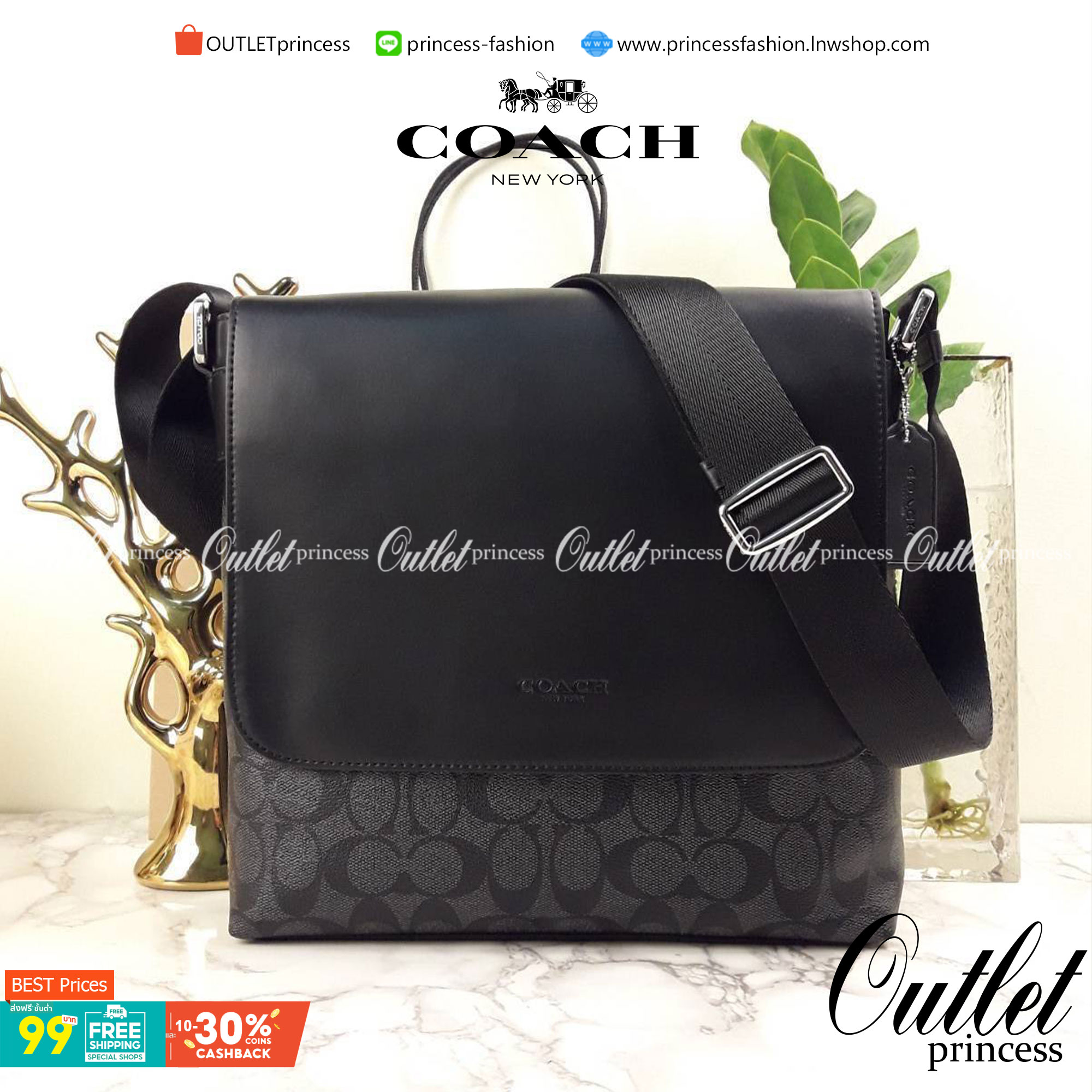 COACH CHARLES SMALL MESSENGER IN SIGNATURE (F54771)🌲ทั้งหล่อ ทั้งเท่มากๆขนาดนี้ ไม่ควรพลาด !! //สะพายข้างใบใหญ่ Unisex ใช้ได้ทั้งชายและหญิง // วัสดุแคนวาส ผสมหนังแท้อย่างดี อยู่ทรงสวย คุณภาพสุดๆ ฝาเปิดกระเป๋า ล็อคด้วยตัวล็อคแม่เหล็ก แน่นหนามากๆ ช่