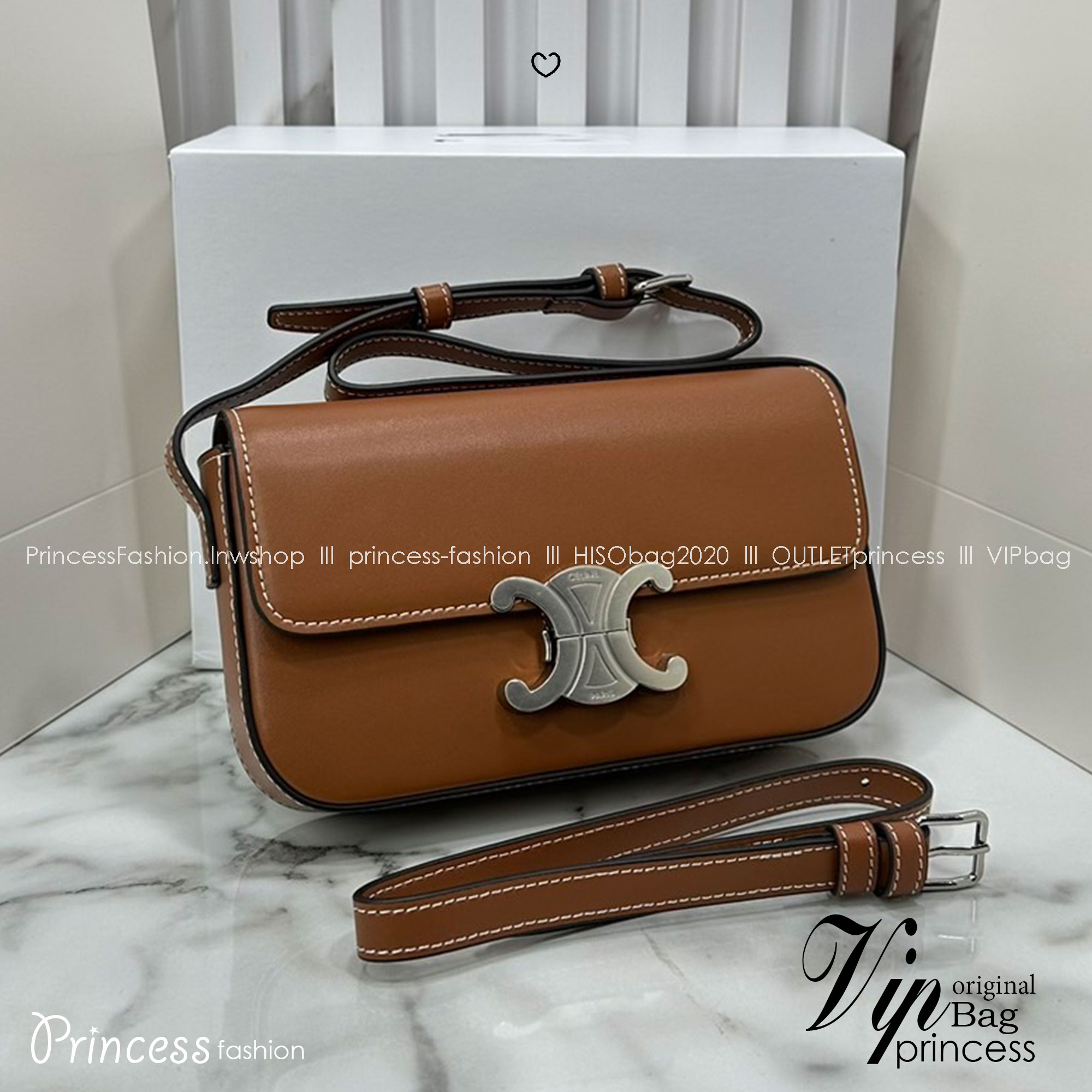 CELINE TRIOMPHE SHOULDER BAG / Celine SHOULDER BAG CLAUDE in shiny กระเป๋าสะพายไหล่ พร้อมสายสะพาย 2 เส้น เกรดออริ 1:1 ใช้งานต่างประเทศได้