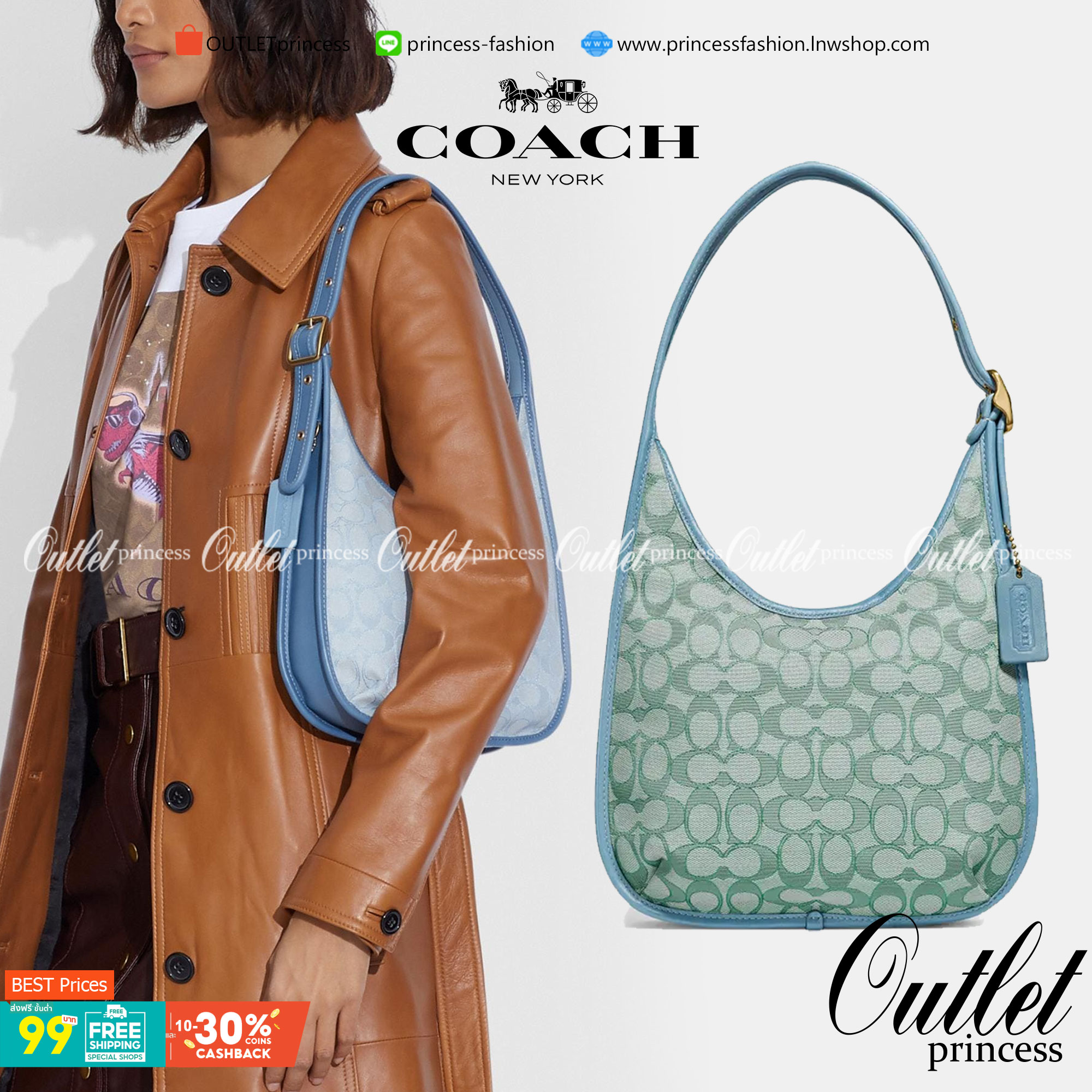OUTLET 】COACH ERGO SHOULDER BAG In Signature พร้อมส่งที่ไทย