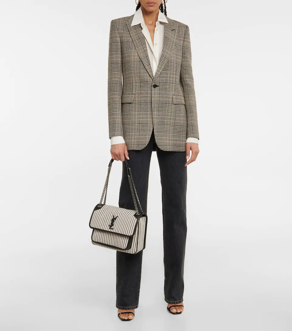 YSL Niki Medium Striped Canvas Shoulder Bag / YSL Niki Striped / YSL NIKI MEDIUM CHAIN BAG IN CANVAS เกรดเทพ ออริจินอล งานหนังแท้และผ้าแคนวาสอย่างดี ภาพถ่ายจากงานขายจริง ใช้งานต่างประเทศได้