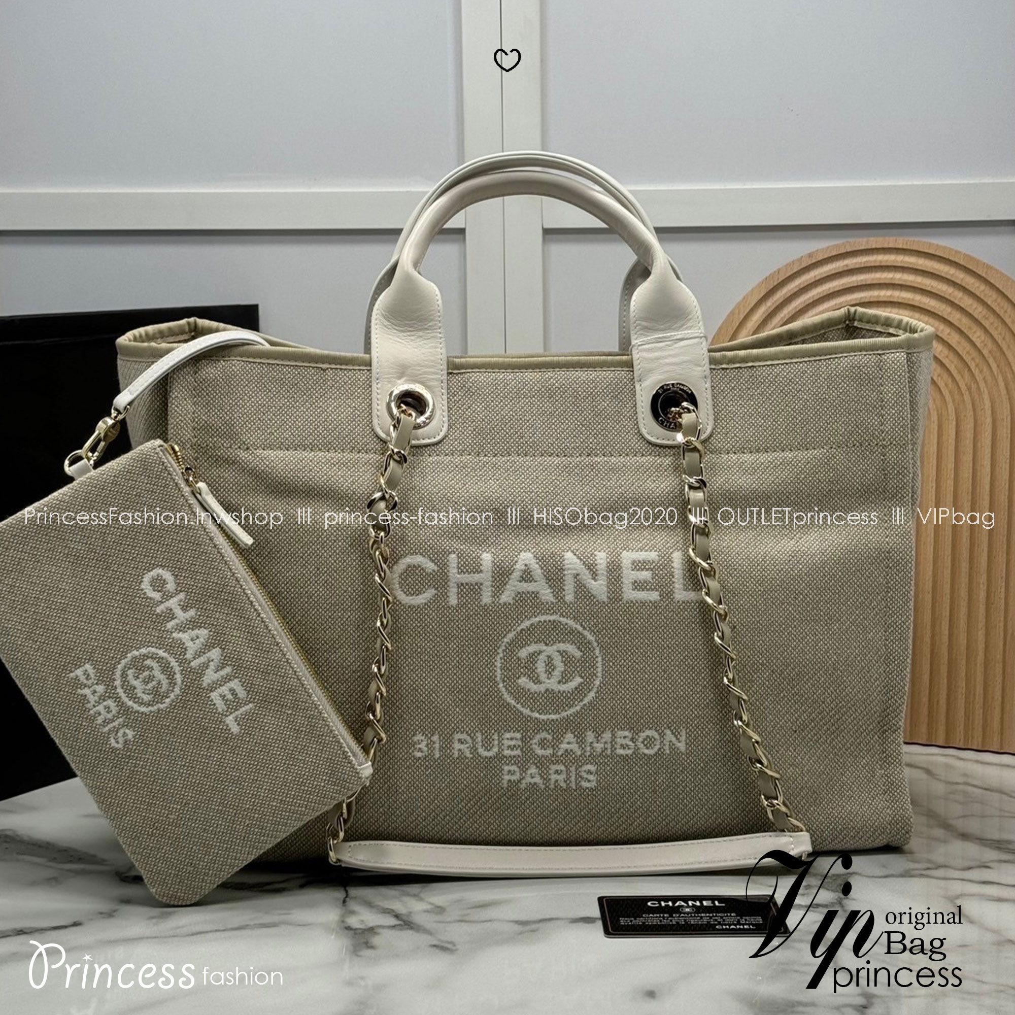 ORI หนังแท้ | Chanel Deauville Tote Bag กระเป๋าสะพายทรงโท้ทช้อปปิ้ง ใบใหญ่ ภายในโล่งกว้าง จุของได้เยอะ