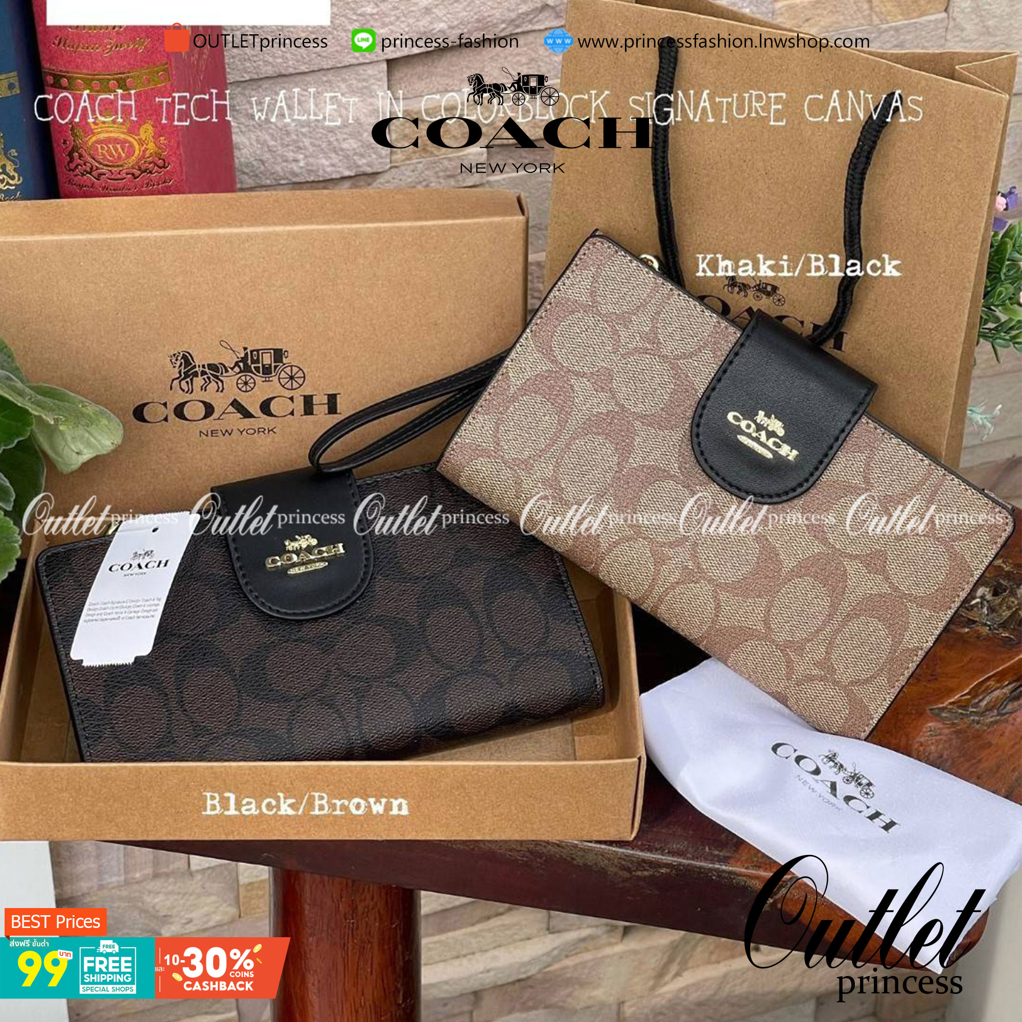 COACH Tech Phone Wallet In Colorblock Signature Canvas (COACH C2874) อีกหนึ่ง collection ของกระเป๋าสตางค์ที่ดีไซน์ทันสมัยให้ใช้งานได้แบบครบครัน เป็นกระเป๋าสตางค์ ที่มีช่องสำหรับใส่โทรศัพท์มือถือ ธนบัตร เหรียญ และบัตรต่าง ๆ ใช้งานแบบ2ด้าน เพิ่มความสะดวกสบา