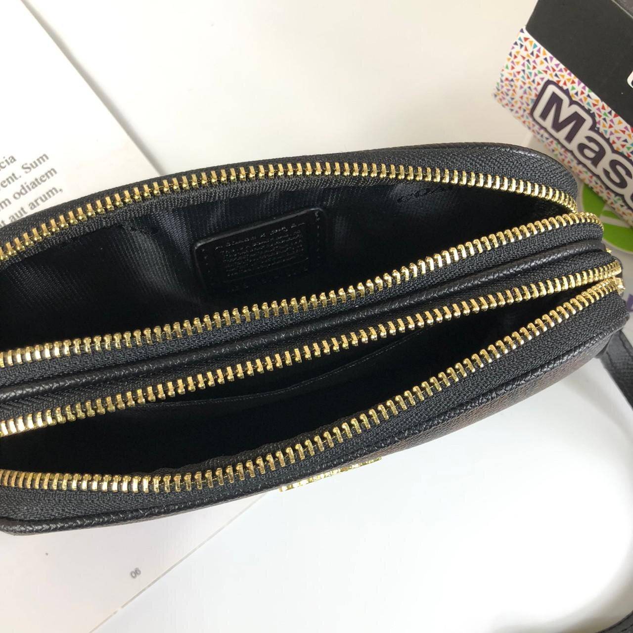 ของแท้ 💯% Coach Double Zip Jes Crossbody Signature Leather shoulder Purse Multi กระเป๋าสะพาย