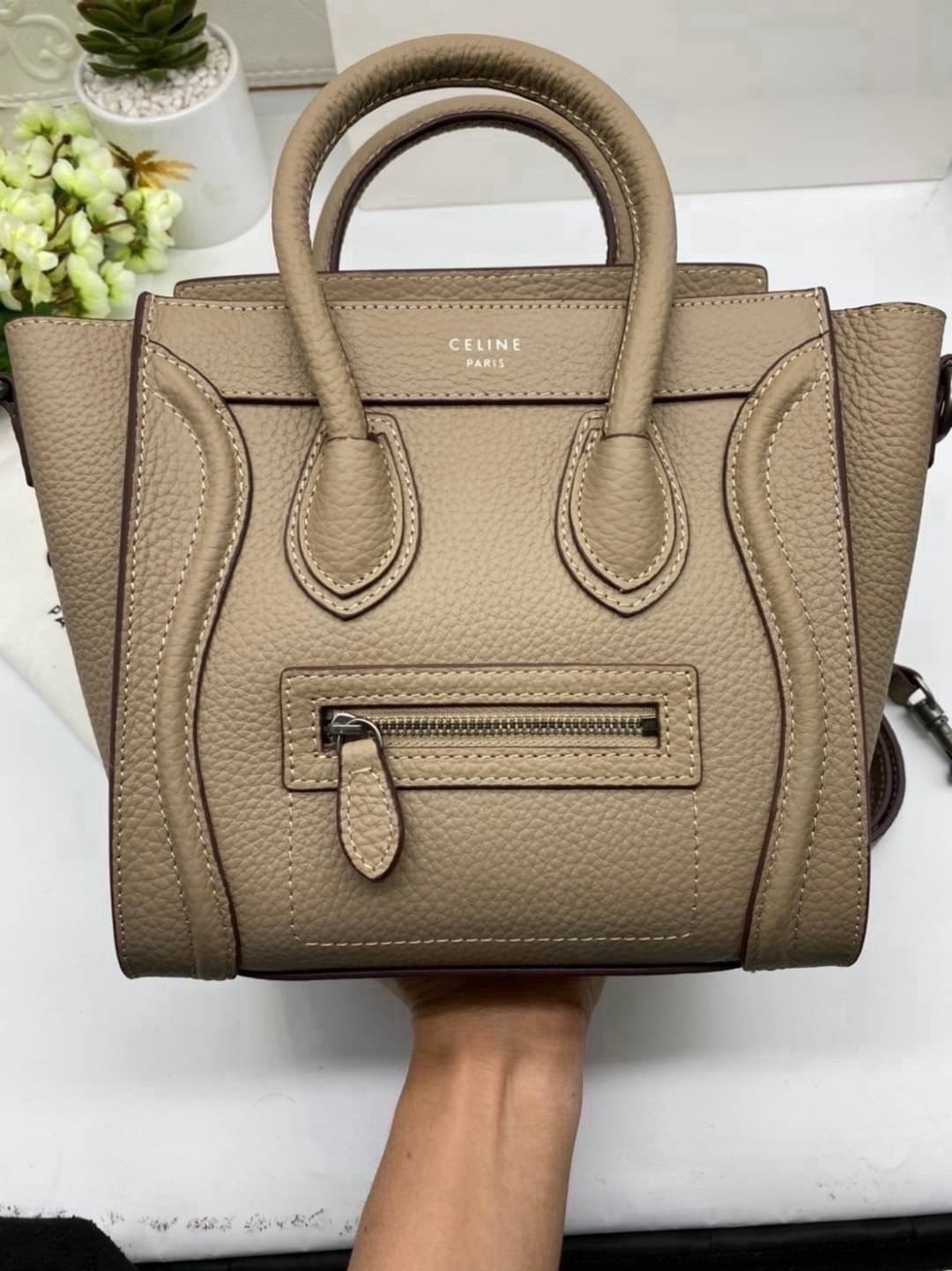 ORI หนังแท้ | Celine Luggage Tote Nano Bag20cm กระเป๋าสะพายทรงโท้ท ดีไซน์เป็นเอกลักษณ์ เรียบหรูดูแพง