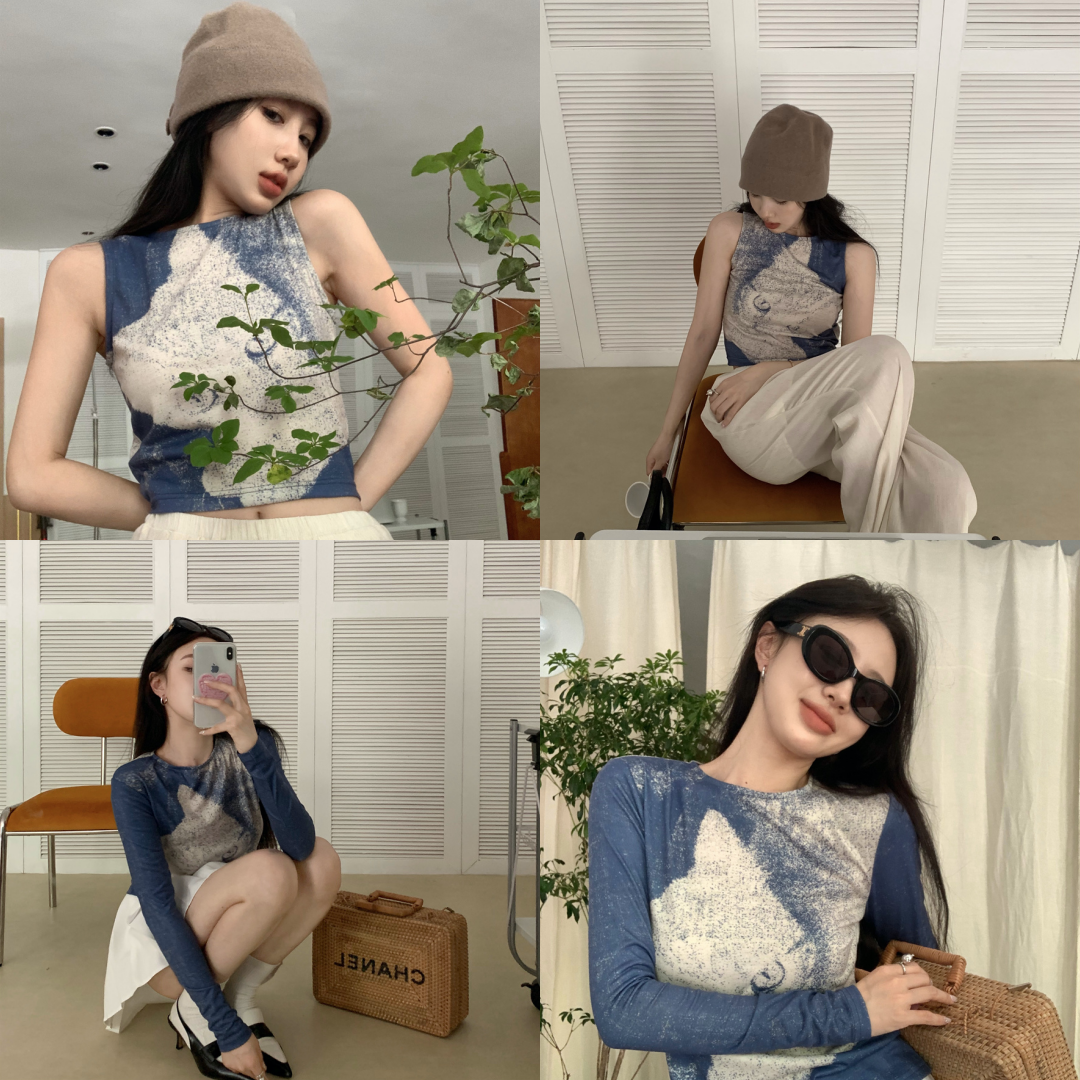 พร้อมส่ง 🩰🪔 Lily tops เสื้อแขนยาว เสื้อแขนกุดสกรีนลายสวยเวอร์วัง (IN38035)