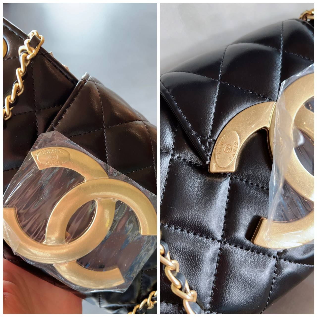 Chanel 24C bag / CHANEL WITH CHAIN / CHANEL Casual Style กระเป๋าสะพายหนังนิ่มลื่นเงาสวย