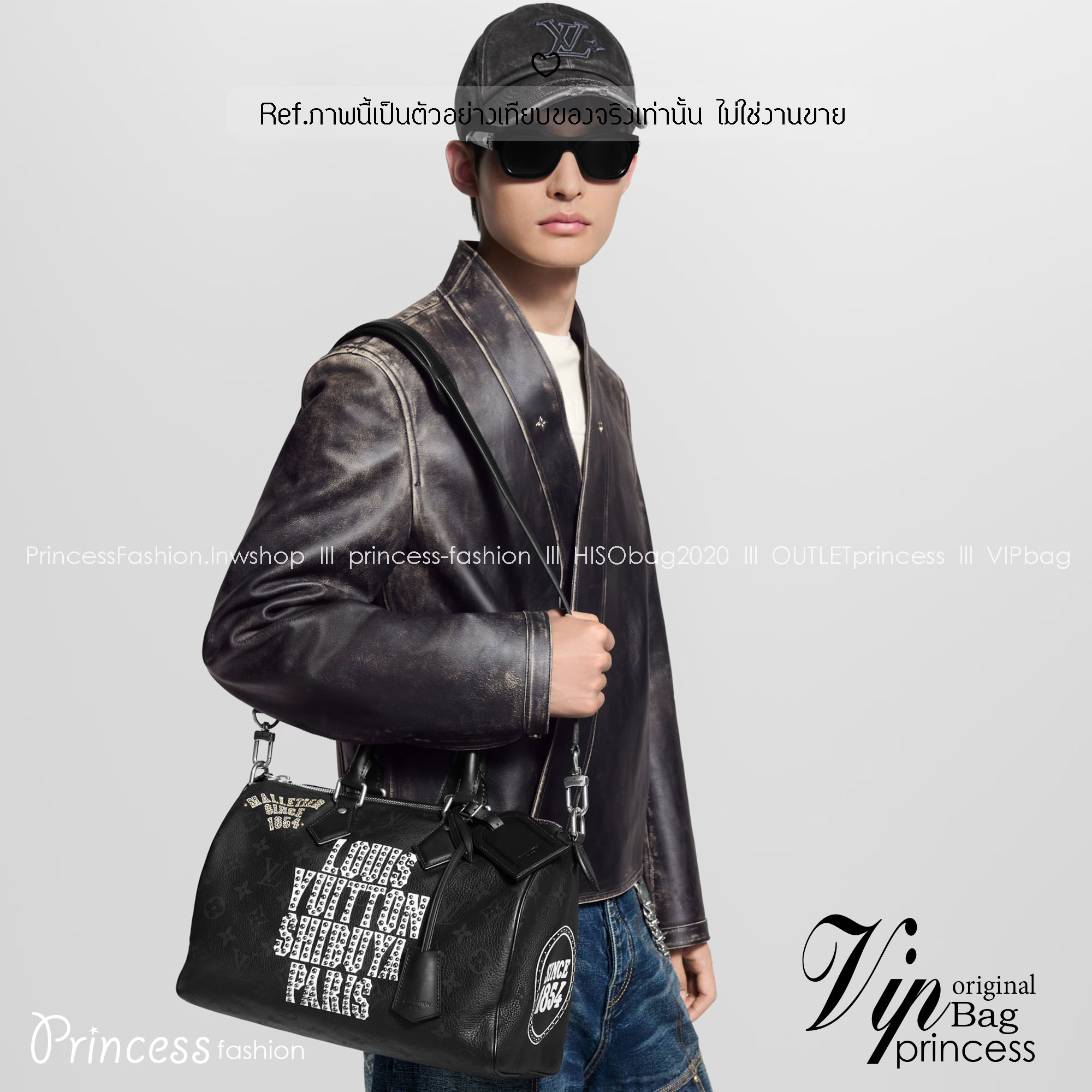 ORI หนังแท้ | LV Speedy P9 Bandoulière 30 Jackets กระเป๋าสะพายทรงหมอนสปีดี้ หนังสีดำ ประดับหมุดกระดุม ภายในบุหนังสีแดงแบบควิลต์งดงามสมบูรณ์แบบ