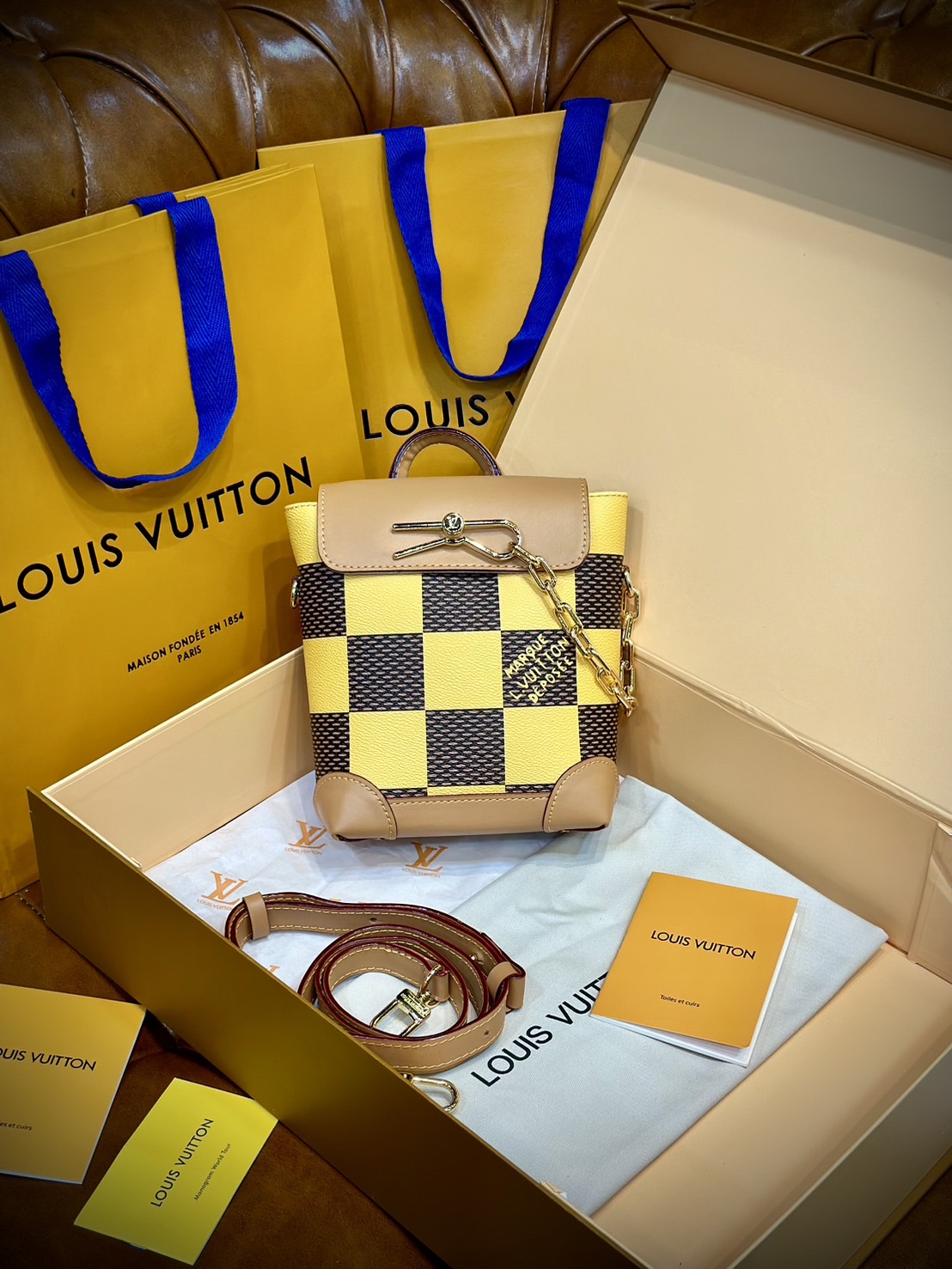 LV Nano Steamer Bag Monogram Craggy กระเป๋าสะพายดีไซส์วินเทจลายใหม่ สวยงามหรูหรา โดดเด่นสะดุดตาเป็นเอกลักษณ์ เกรดออริ
