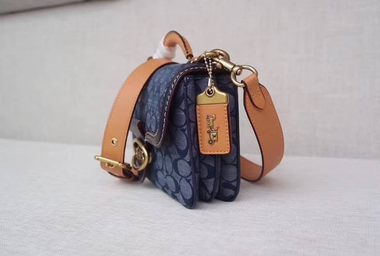 Coach Riley Top Handle 22 In Signature Signature chambray and glovetanned leather