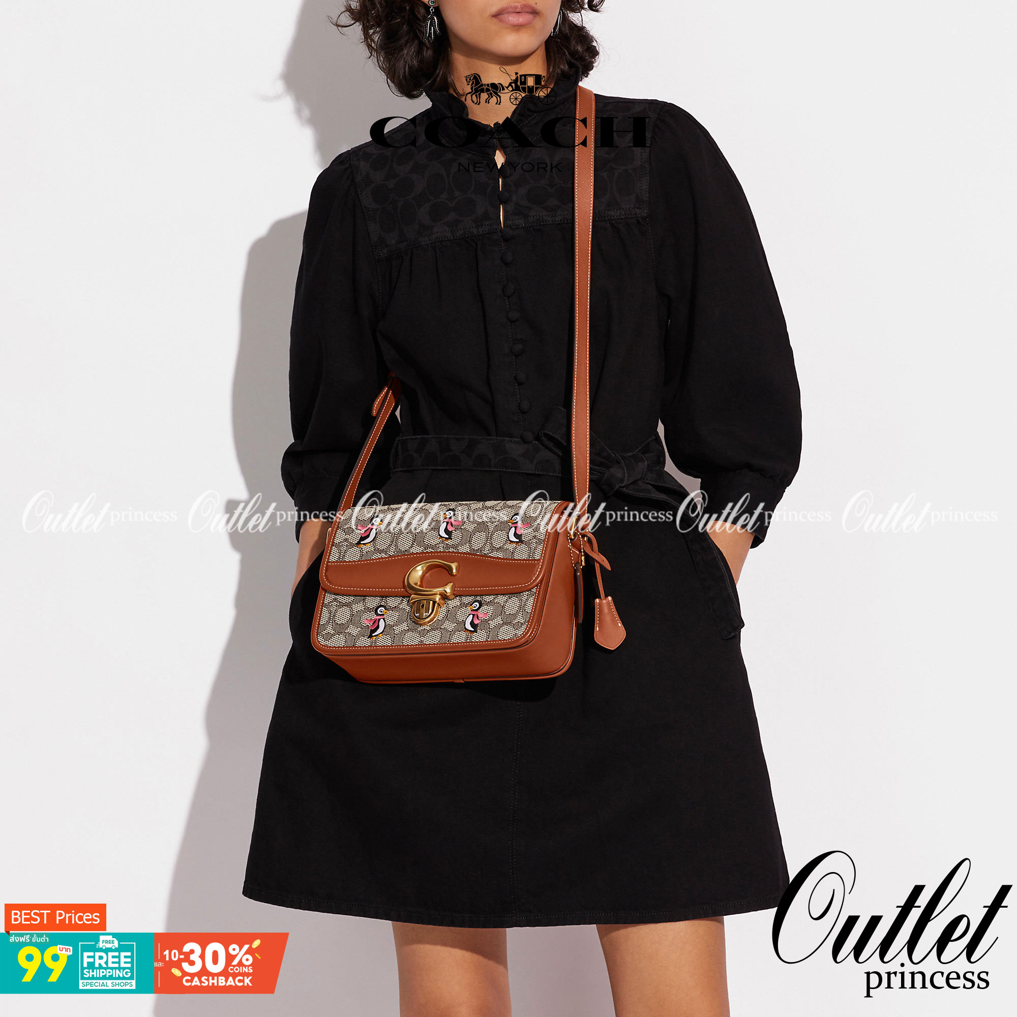 COACH STUDIO SHOULDER BAG IN SIGNATURE JACQUARD WITH PENGUIN MOTIF (C7935) กระเป๋าสะพาย ดีไซน์เฉียบ! สุดคลาสสิค ที่เป็นเอกลักษณ์เฉพาะตัว//วัสดุ JACQUARD พิมพ์ลาย SIGNATURE ผสมหนังแท้ รูปทรงสวย ดีเทลเรียบหรู เพิ่มดีไซน์โดดเด่น ด้วยการปักเย็บ รูปเพนกวินสุดน