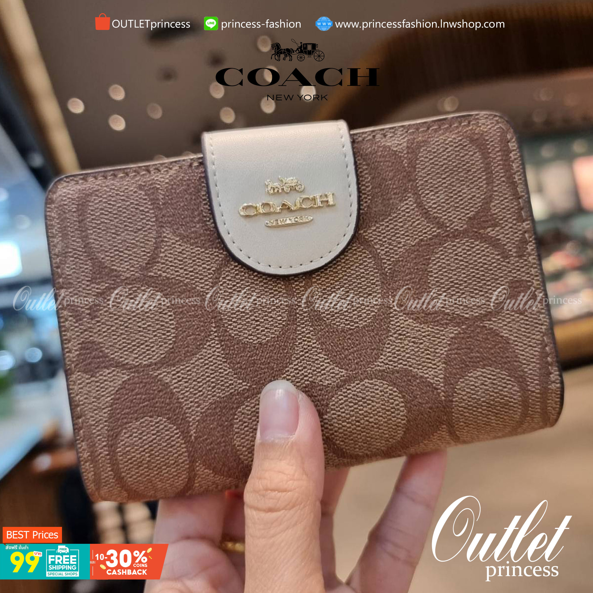 COACH C0082 MEDIUM CORNER ZIP WALLET IN SIGNATURE CANVAS ดีไซน์ใหม่ล่าสุด!! กระเป๋าสตางค์ใบกลาง 👛 ขนาดกำลังเหมาะมือ วัสดุหนังแคนวาสเคลือบลาย ดูแลรักษาง่าย มีช่องใส่บัตรและธนบัตรครบ และช่องซิปแยกไว้ใส่เหรียญ ครบเซ็ทแบบนี้เหมาะส่งต่อเป็นของขวัญที่สุ
