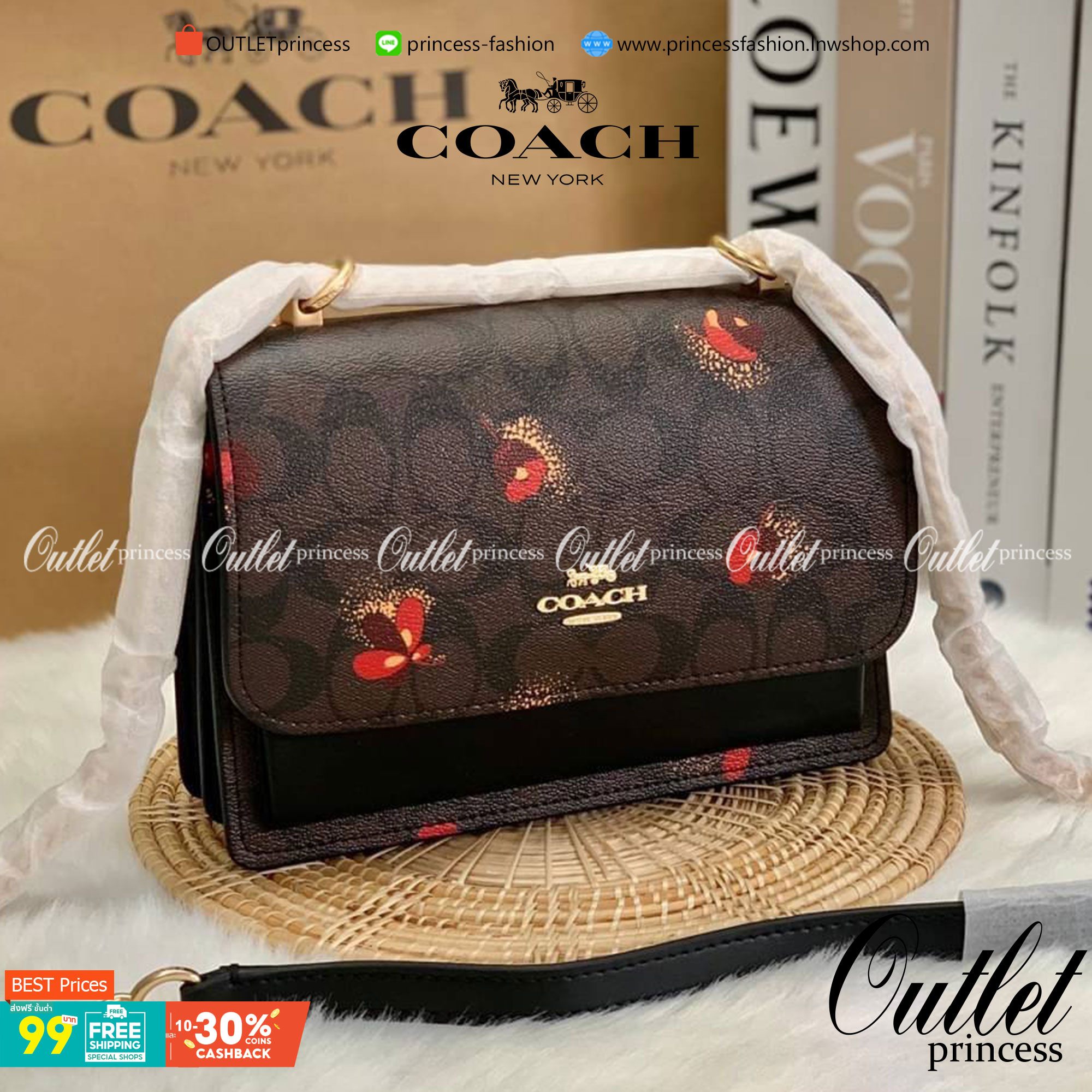 OUTLET 】COACH KLARE CROSSBODY IN SIGNATURE CANVAS WITH POP FLORAL PRINT ((C5797)) สวยมากๆ อยากให้ได้ไปจริงๆจ้าา พร้อมส่งที่ไทย สวยมากๆค่ะ 🌺 ✔️กระเป๋าสะพายแบบครอสบอดี้ร์ หนังแท้สวย ✔️พร้อมป้ายห้อยโลหะแบรนด์หรู 🌺จุดเด่นของรุ่นค