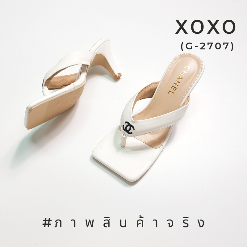 CHANEL งามสวม สวย หรู่ แตะหนีบ นุ่มใส่สบาย ไม่สูงมาก กำลังใส่สบาย ด้านหน้าปัก โลโก้แบรนด์ แมทส์ชุดง่าย น้ำหนักเบา