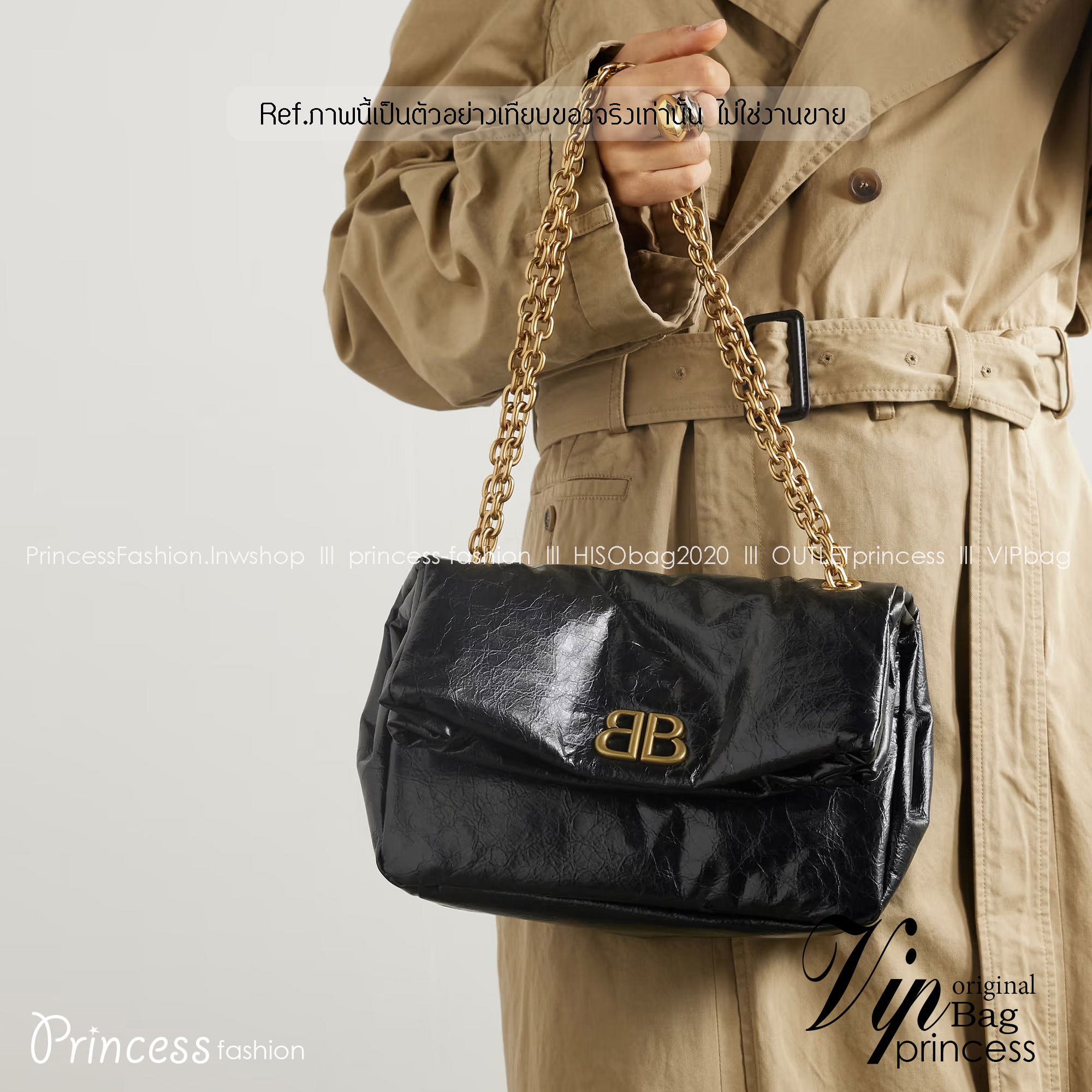 Balenciaga MONACO SMALL CHAIN BAG IN BLACK 28cm กระเป๋าทรงโท้ทใบใหญ่ งานหนังยับสวยเต็มใบ เกรดออริ สลับแท้ 1:1 ใช้งานต่างประเทศได้