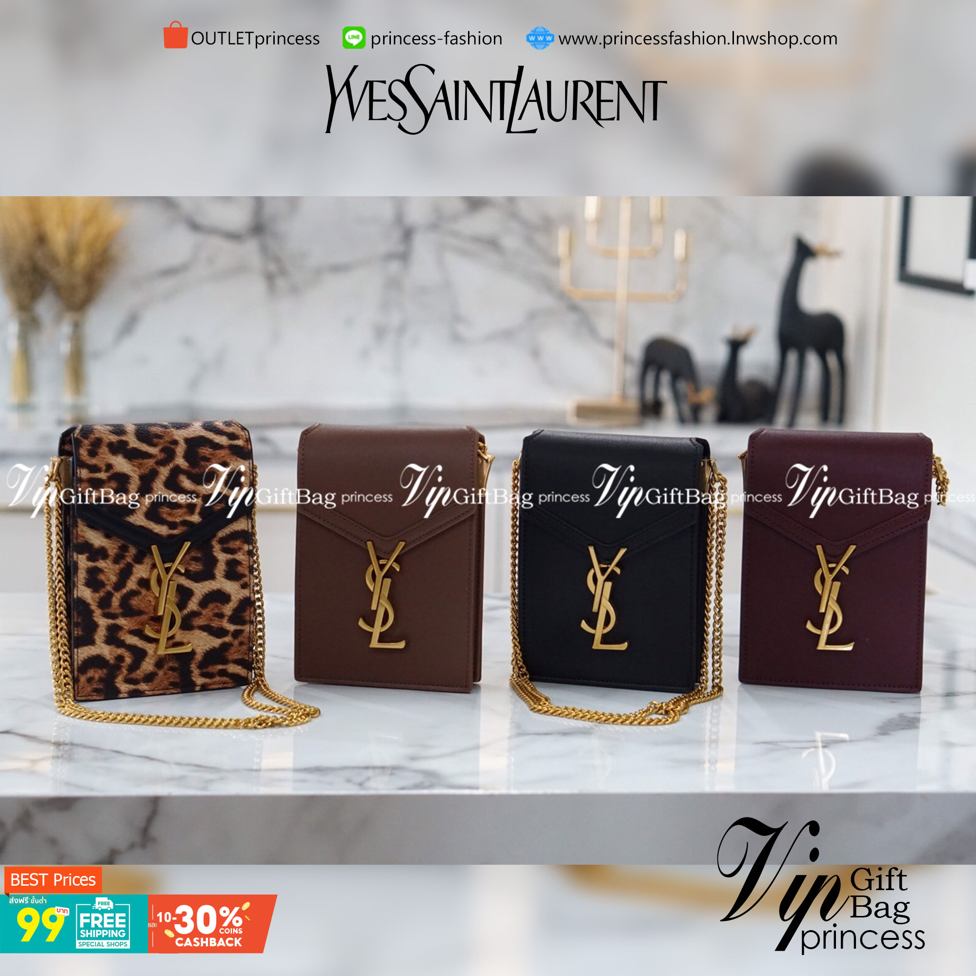 VIP 】YSL SAINT LAURENT CRASSANDA MONOGRAM PHONE BAG 5สี พร้อมส่งที่ไทย ที่นี่ที่เดียว กระเป๋าสะพายครอสบอดี้ขนาดกำลังน่ารักเลยย ทรงสูงใส่โทรศัพท์ได้ทุกรุ่น งานหนังเรียบสวย อะไหล่ทองรมควันหรูมากๆ สะพายดึงได้ทั้งสั้น ยาว ช่องด้านในแบ่งช่อง หยิบของสะดวกค่า ไม