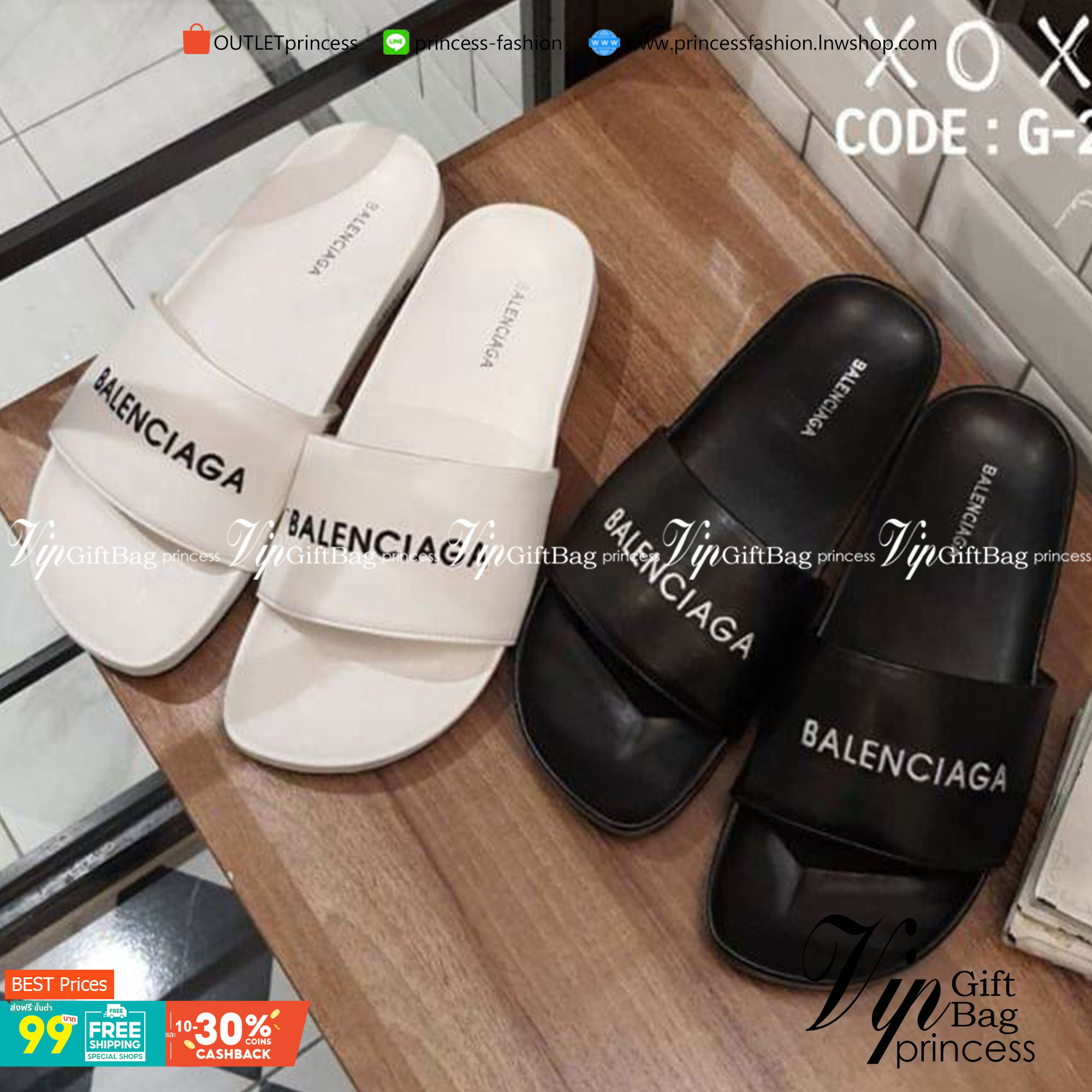 Balenciaga Sandels แตะชิค ใส่สบาย เรียบ หรู ดูแพงเกินราคาขาย วัสดุหนัง PU งานปักแบรนด์ งานสวย เรียบร้อย