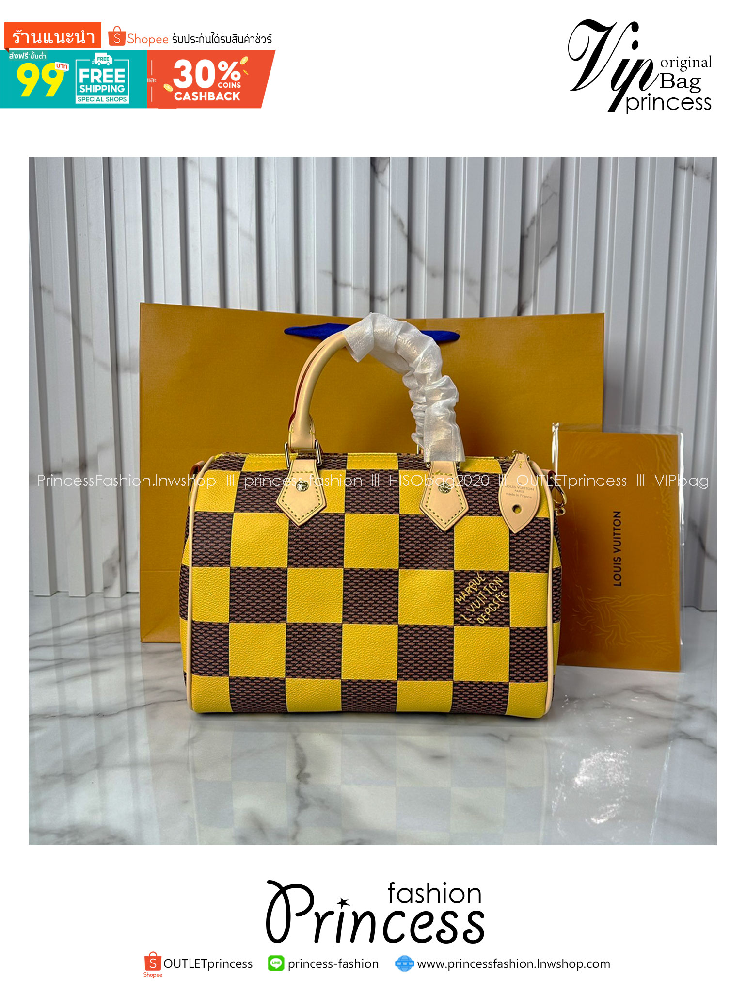LV Speedy 25 Bandoulière Damier Pop กระเป๋าสะพายสปีดี้สีใหม่ Jaune Mat ราพุ่งไปแล้ว หลังจากตะลิชถือ รีบจับจองนะคะ ล็อทหน้าราคาอับแน่นอนเลยค่า