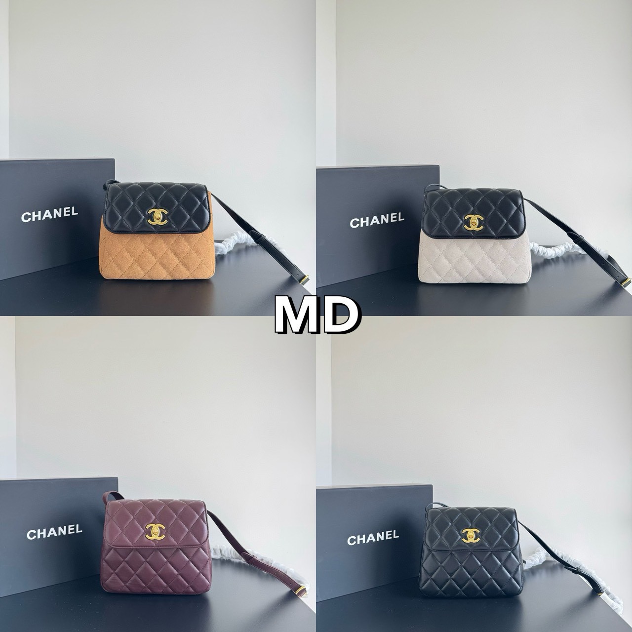 Chanel 25a Suede Mini Crossbody Bag กระเป๋าสะพายคลาสสิก ดีไซน์ทูโทนสุดไอคอนิก ฝาพับหนังตัวกระเป๋าหนังกลับสวยหรูลงตัว ไซส์มินิน่ารักน่าใช้