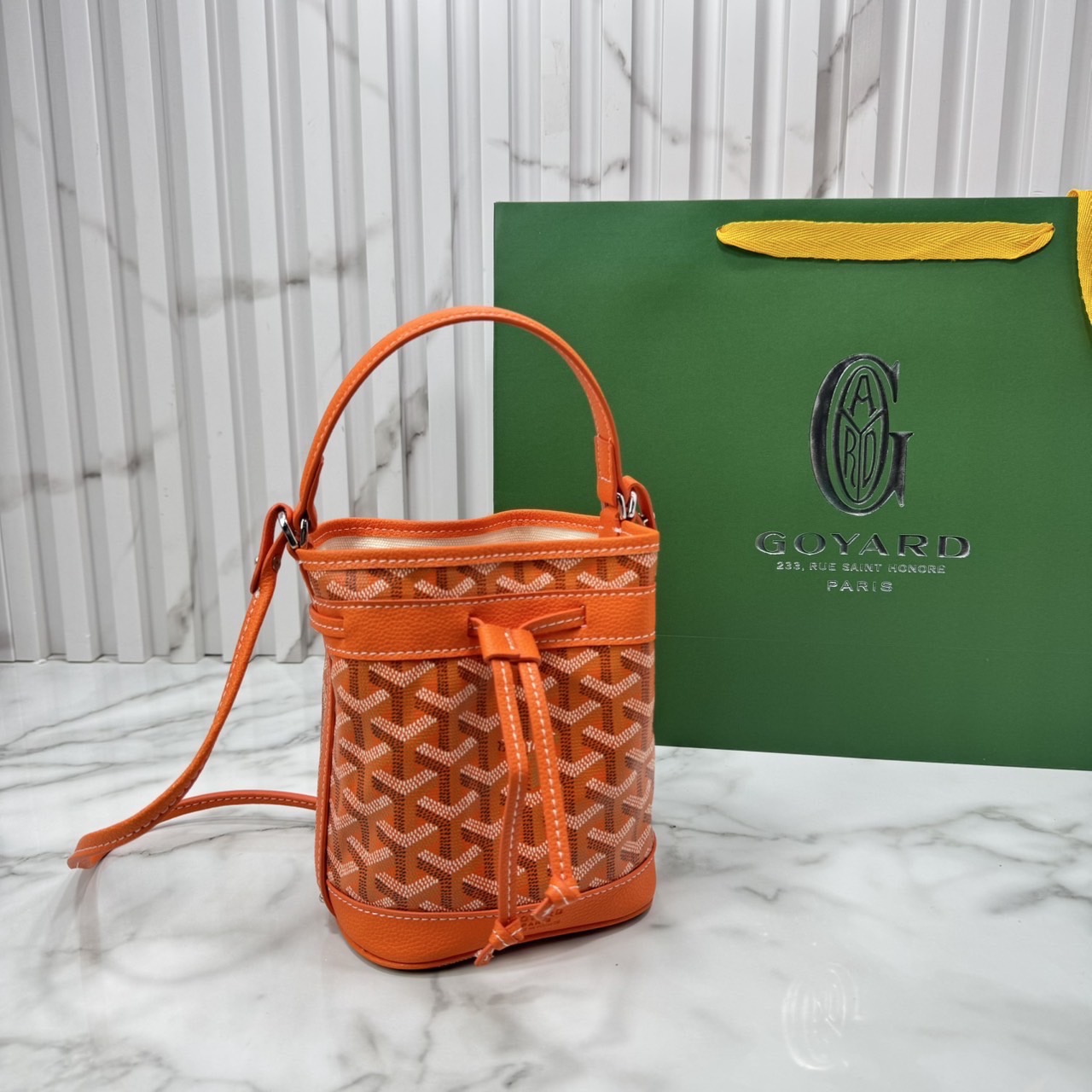 RI หนังแท้ | Goyard Petit Flot Mini bucket bag กระเป๋าสะพายทรงบัคเก็ต ไซส์มินิ ดูผู้ดีในตัว วัสดุหนังแคนวาสพิมพ์ลายสวยคม