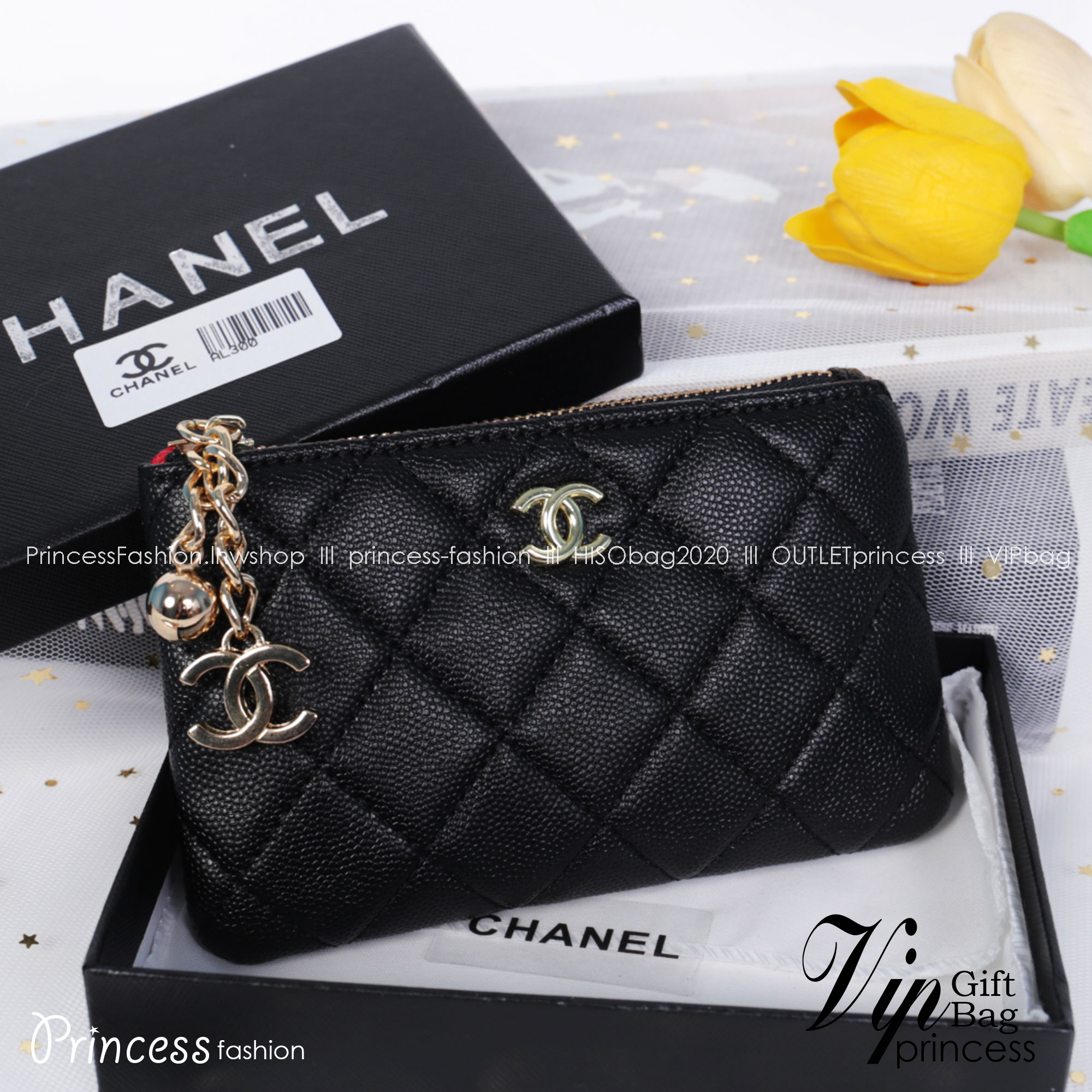 CHANEL Wallet Coin Pouch New / chanel o case black caviar สวยหรู ดูแพง น่าใช้มากค่ะ พร้อมสายโซ่สำหรับห้อยพวงกุญเเจ อะไหล่ทองทั้งใบ