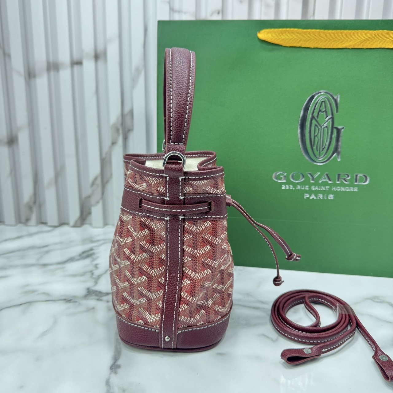 RI หนังแท้ | Goyard Petit Flot Mini bucket bag กระเป๋าสะพายทรงบัคเก็ต ไซส์มินิ ดูผู้ดีในตัว วัสดุหนังแคนวาสพิมพ์ลายสวยคม