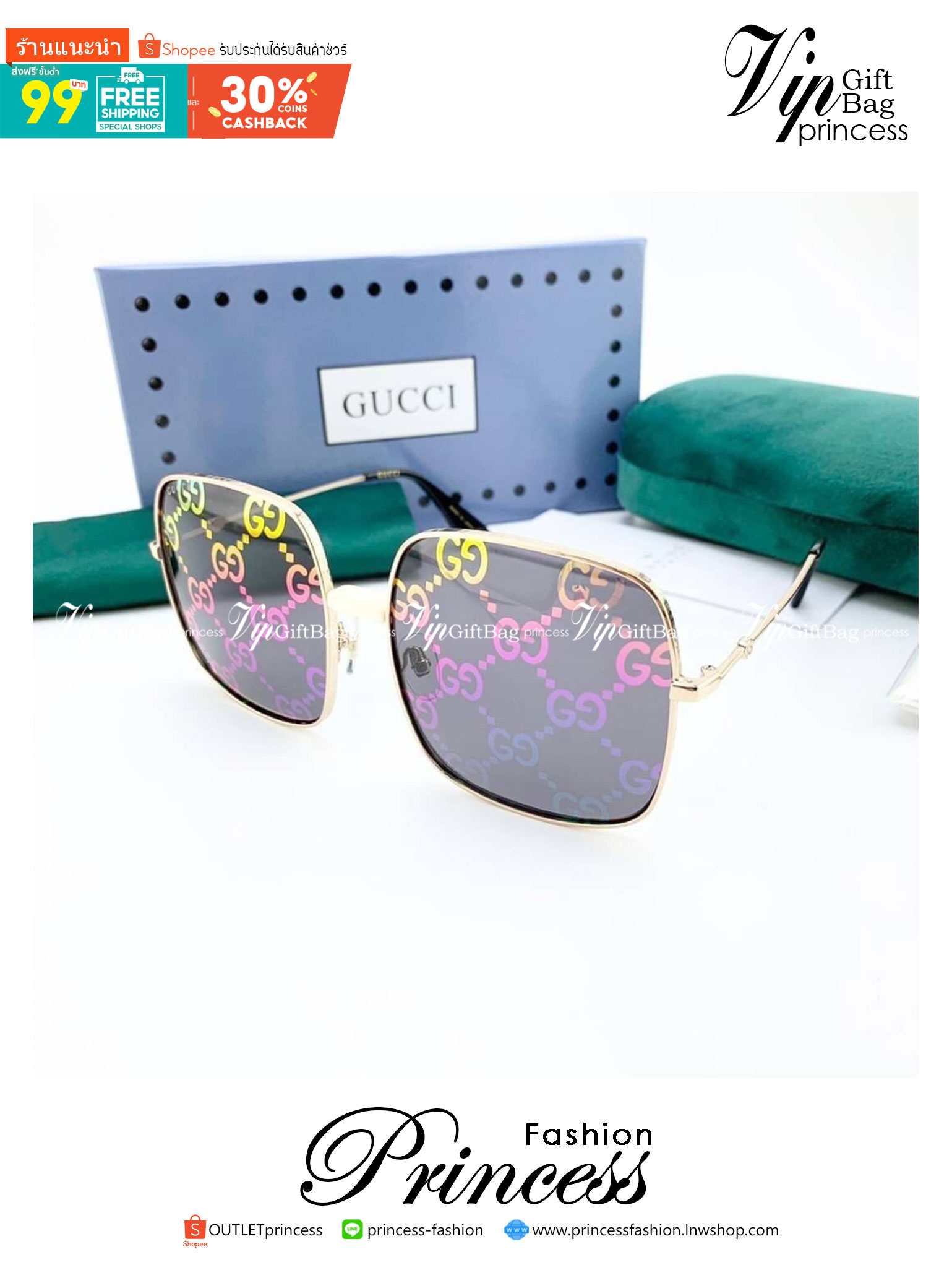 GUCCI SUNGLASSES แว่นตากันแดดกุชชี่ เกรดออริจินอล 1:1 งานสวยสุด คุณภาพดี Hi-quality กันแดดเต็มประสิทธิภาพ UV protection ภาพถ่ายจากสินค้าจริง