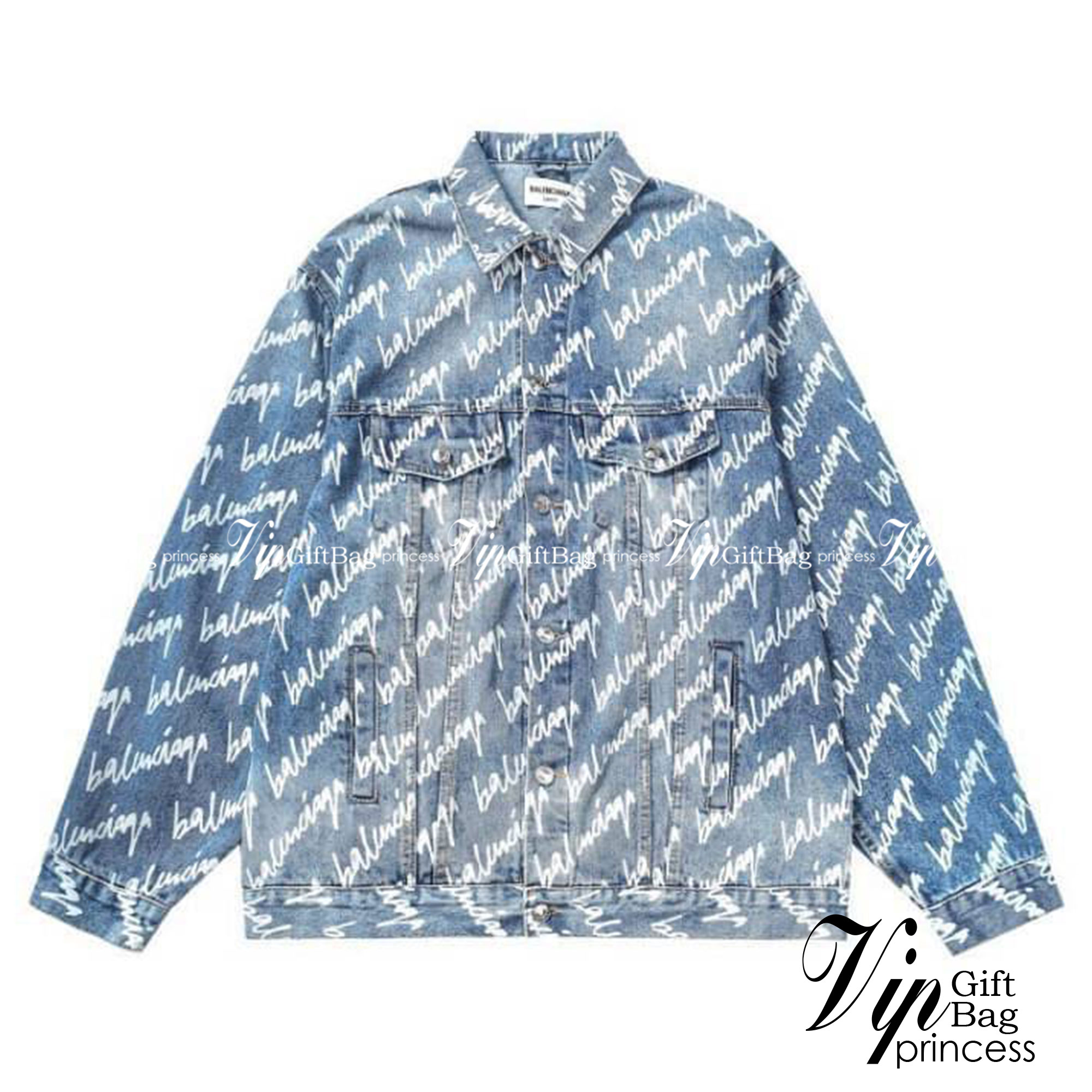 Balenciaga all-over logo denim jacket / BALENCIAGA Jacket เกรดออริจินอล มีป้ายแท็กที่คอเสื้อ ใส่ได้ทั้งผู้หญิงผู้ชาย พร้อมส่งที่ไทย