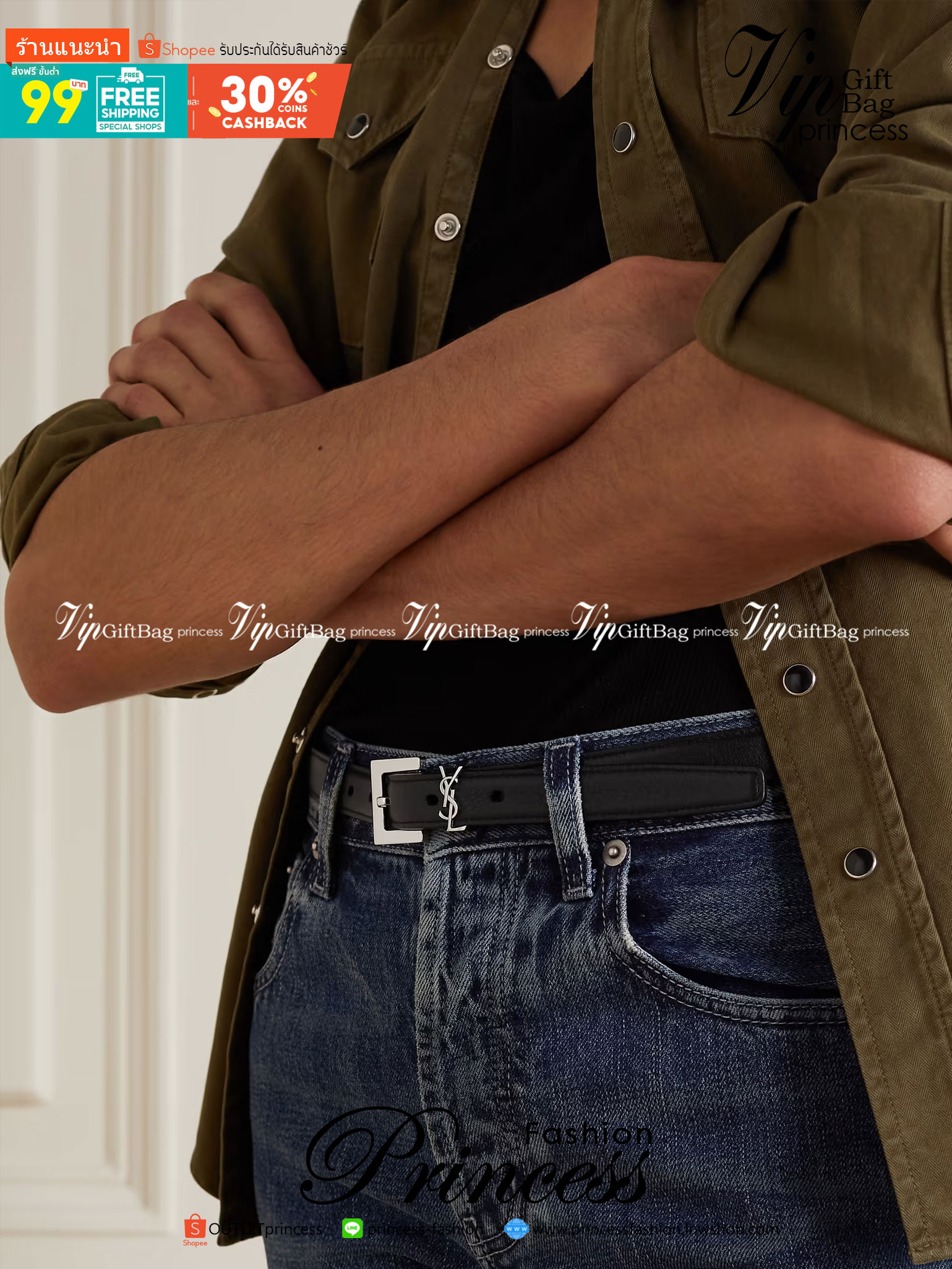 YSL Belt Black Leather เข็มขัดเกรดออริจินอลหนังแท้ พร้อมส่ง ภาพสินค้าถ่ายจากงานขายจริง ใช้งานต่างประเทศได้