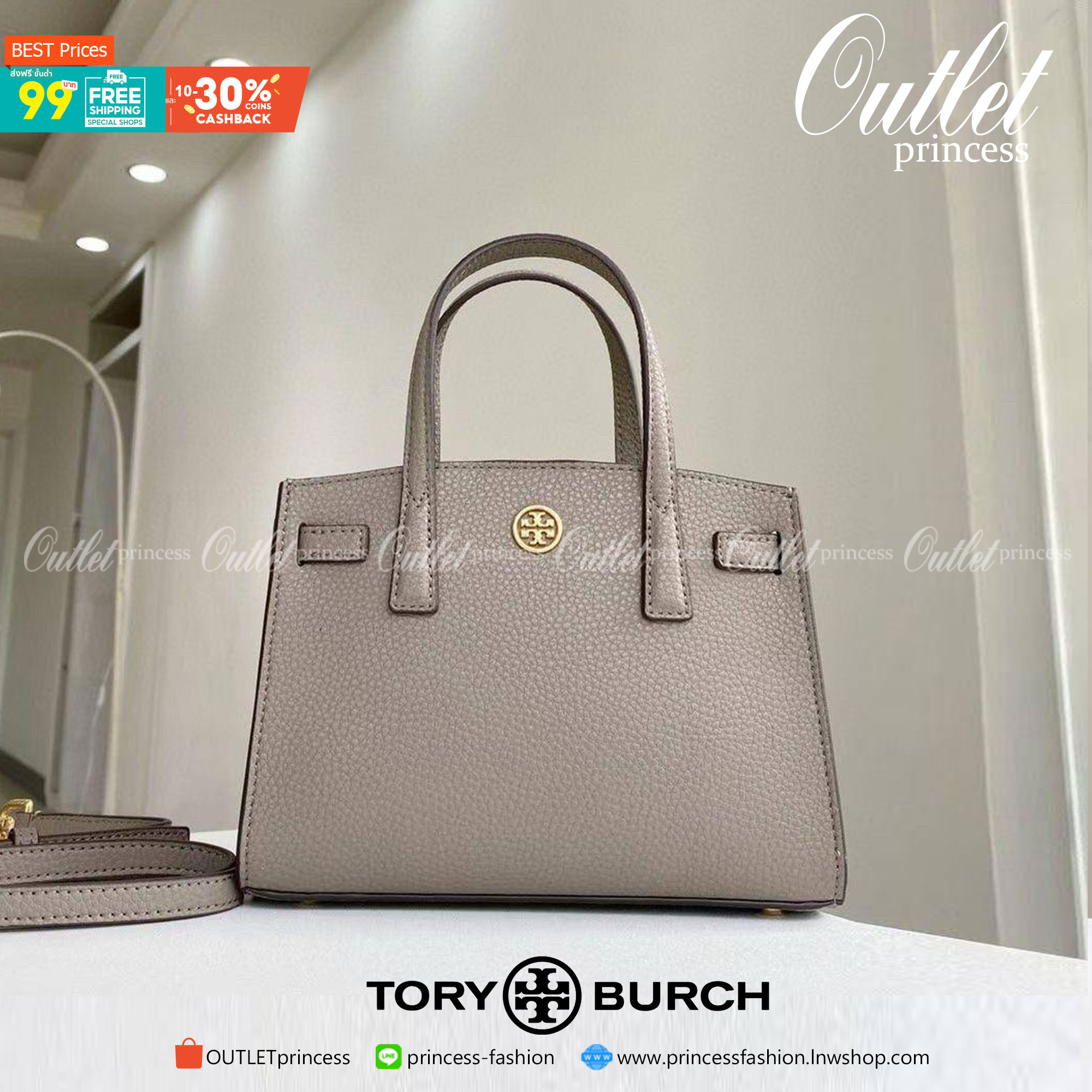 ของแท้ 💯% 】Tory walker Micro Satchel กระเป๋าถือหรือสะพายไหล่ วัสดุหนังแท้ ด้านหน้าประดับโลโก้แบรนด์ อะไหล่ทองสวยหรู