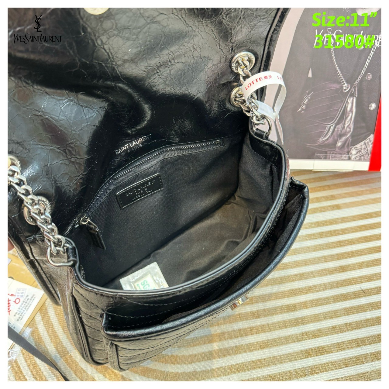 YSL NIKI IN VINTAGE LEATHER BAG กระเป๋าสะพายทรงคลาสสิคสุดฮอต (อะไหล่เงิน/ดำ) ที่ใครๆก็ต้องมีใช้ ดีไซน์เรียบหรู วัสดุหนังลายวินเทจสัมผัสดี